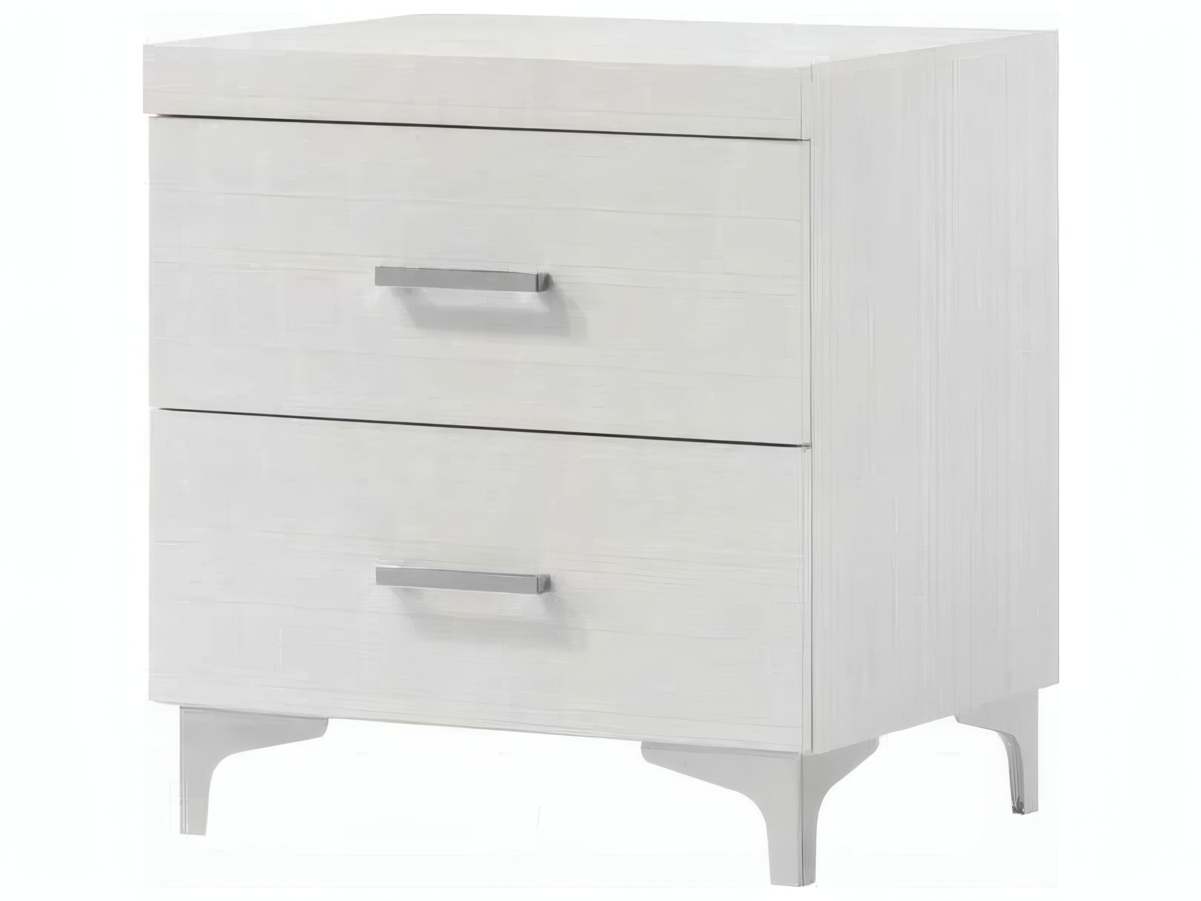 Casilda 2-Drawer Nightstand with Metal Legs in White