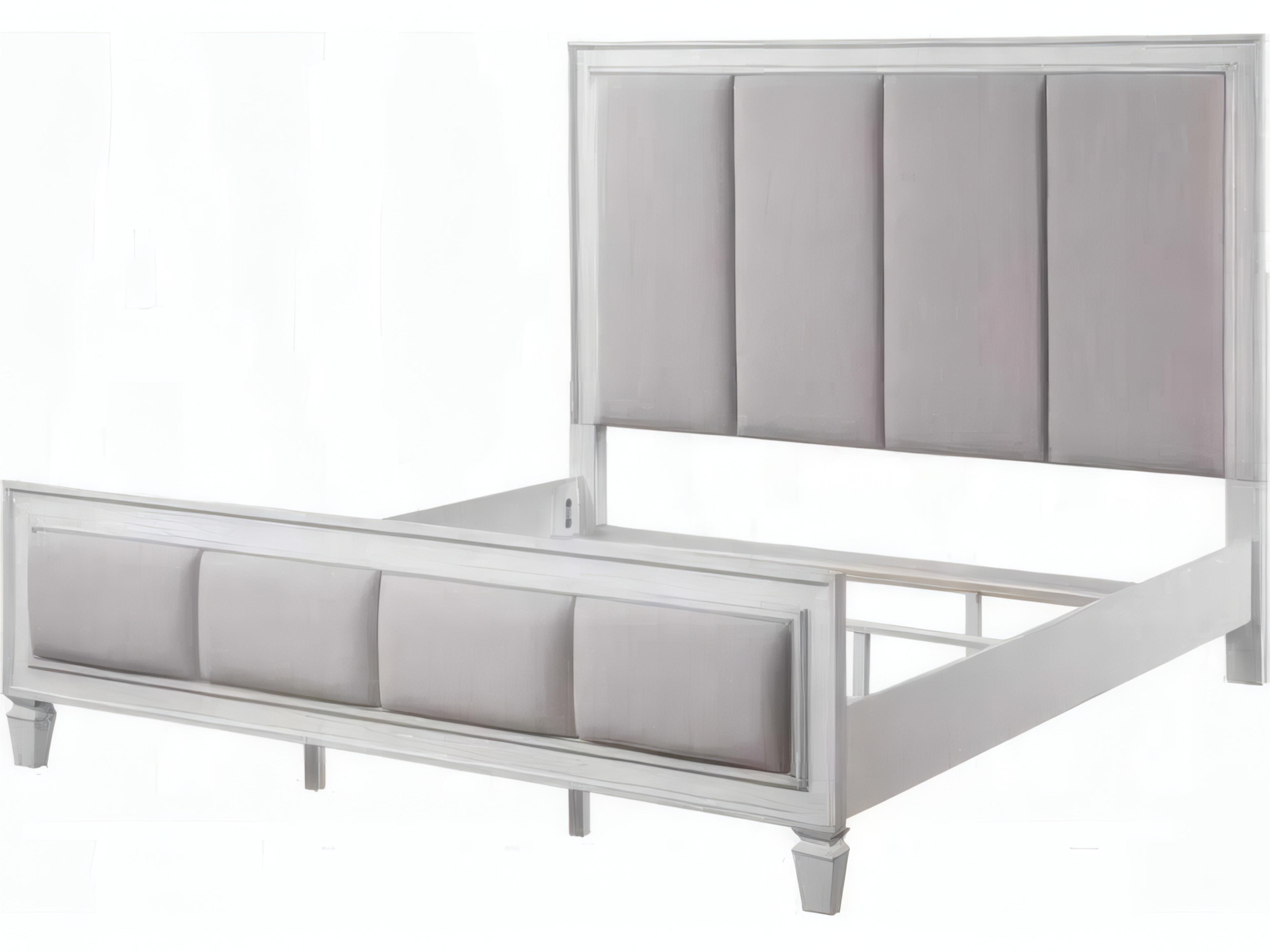 Katia Gray Poplar Wood Upholstered Queen Panel Bed