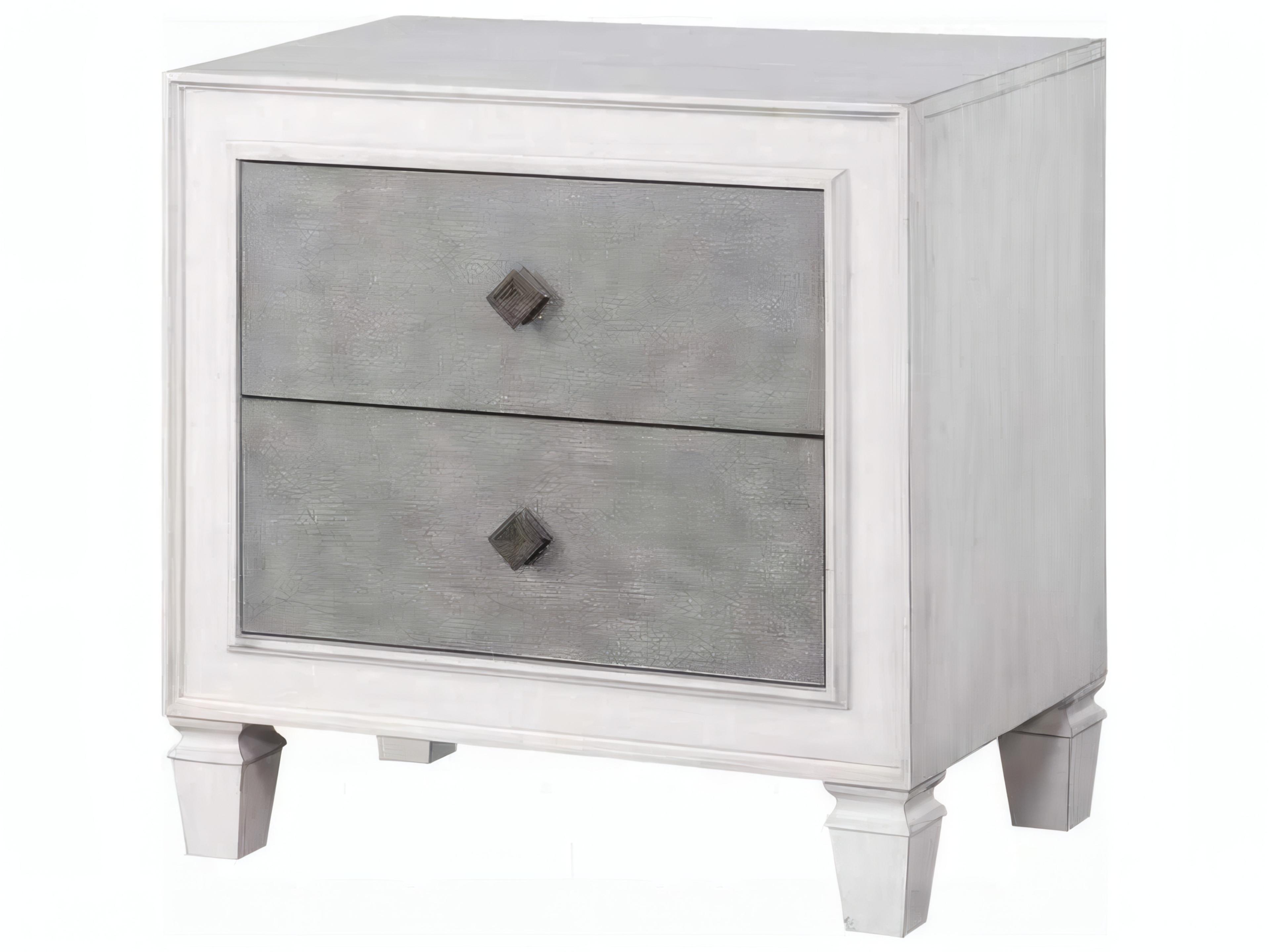 Katia 2-Drawers Poplar Wood Nightstand
