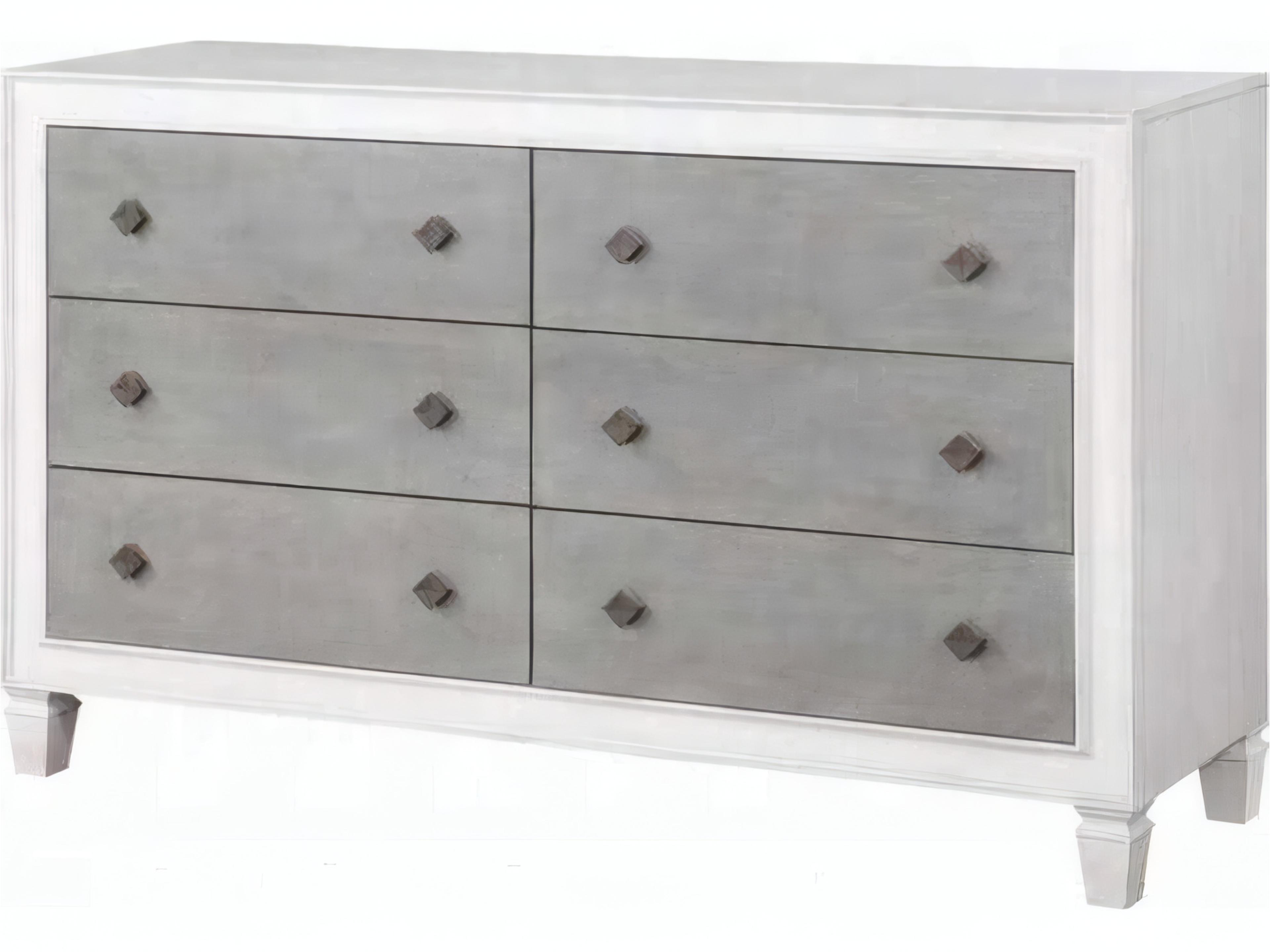 Katia 6-Drawer Dresser in Rustic Grey and Weathered White