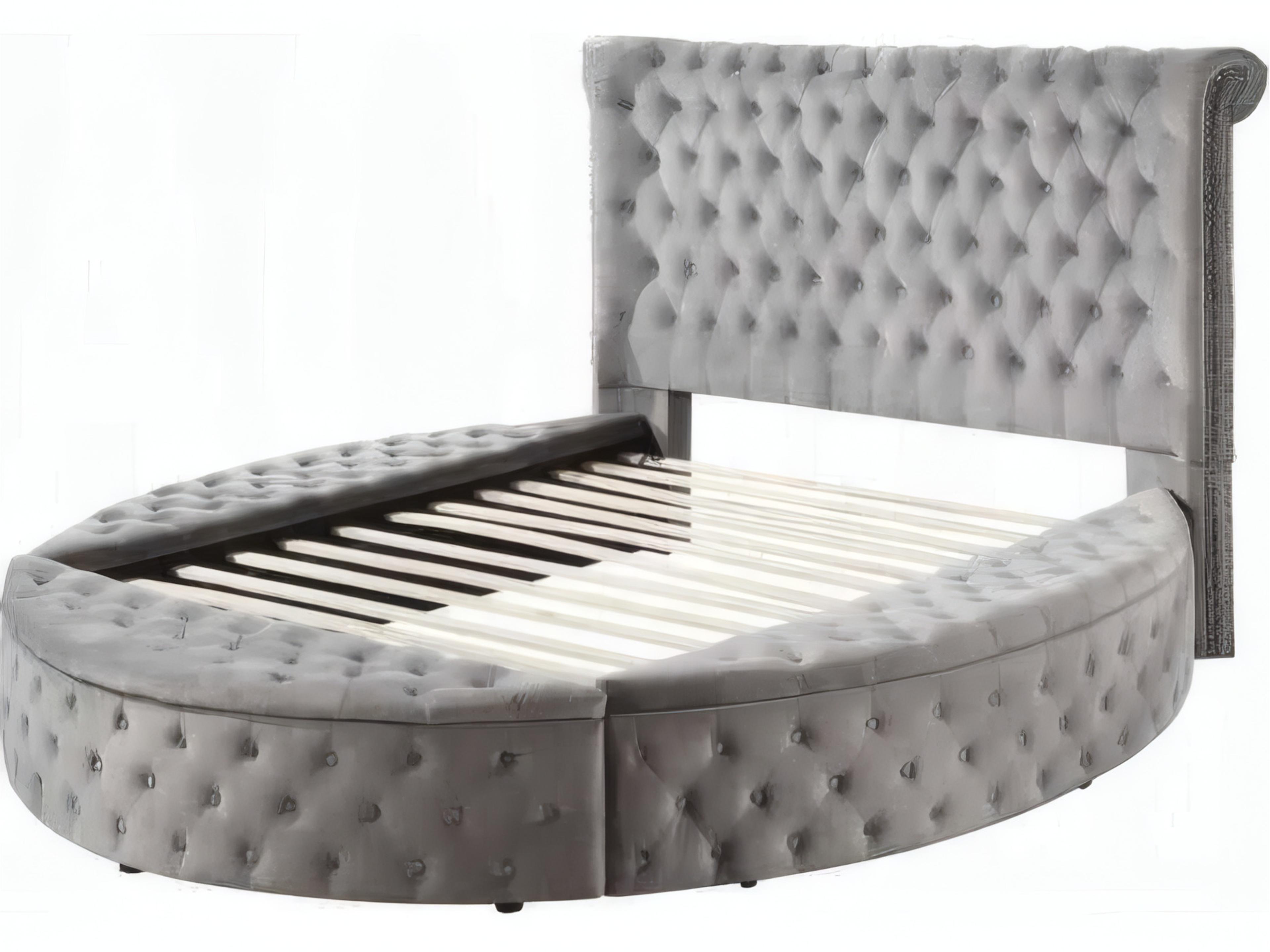 Acme Furniture Gaiva Gray Velvet Plywood Upholstered Queen Platform Bed