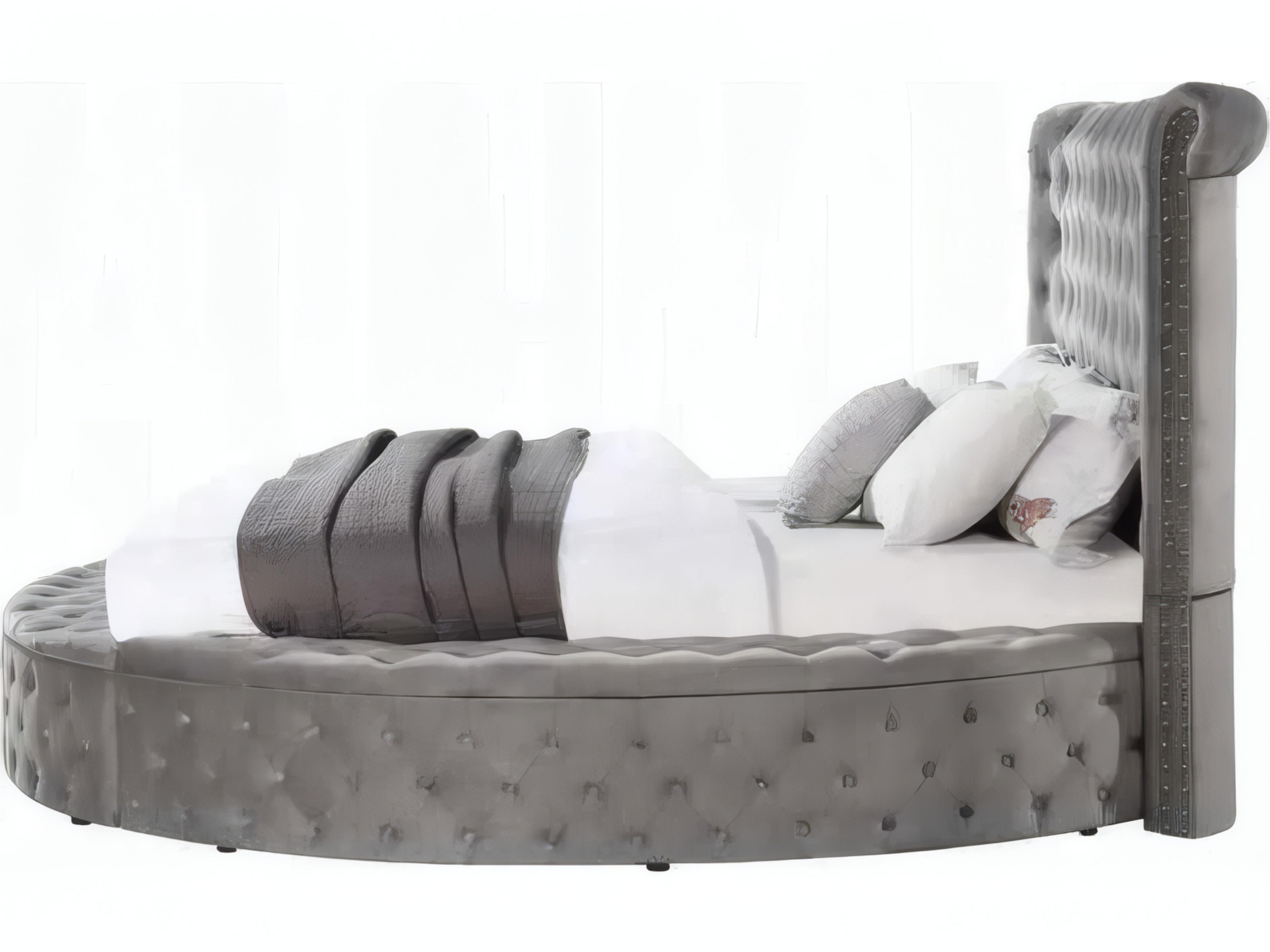 Acme Furniture Gaiva Gray Velvet Plywood Upholstered Queen Platform Bed