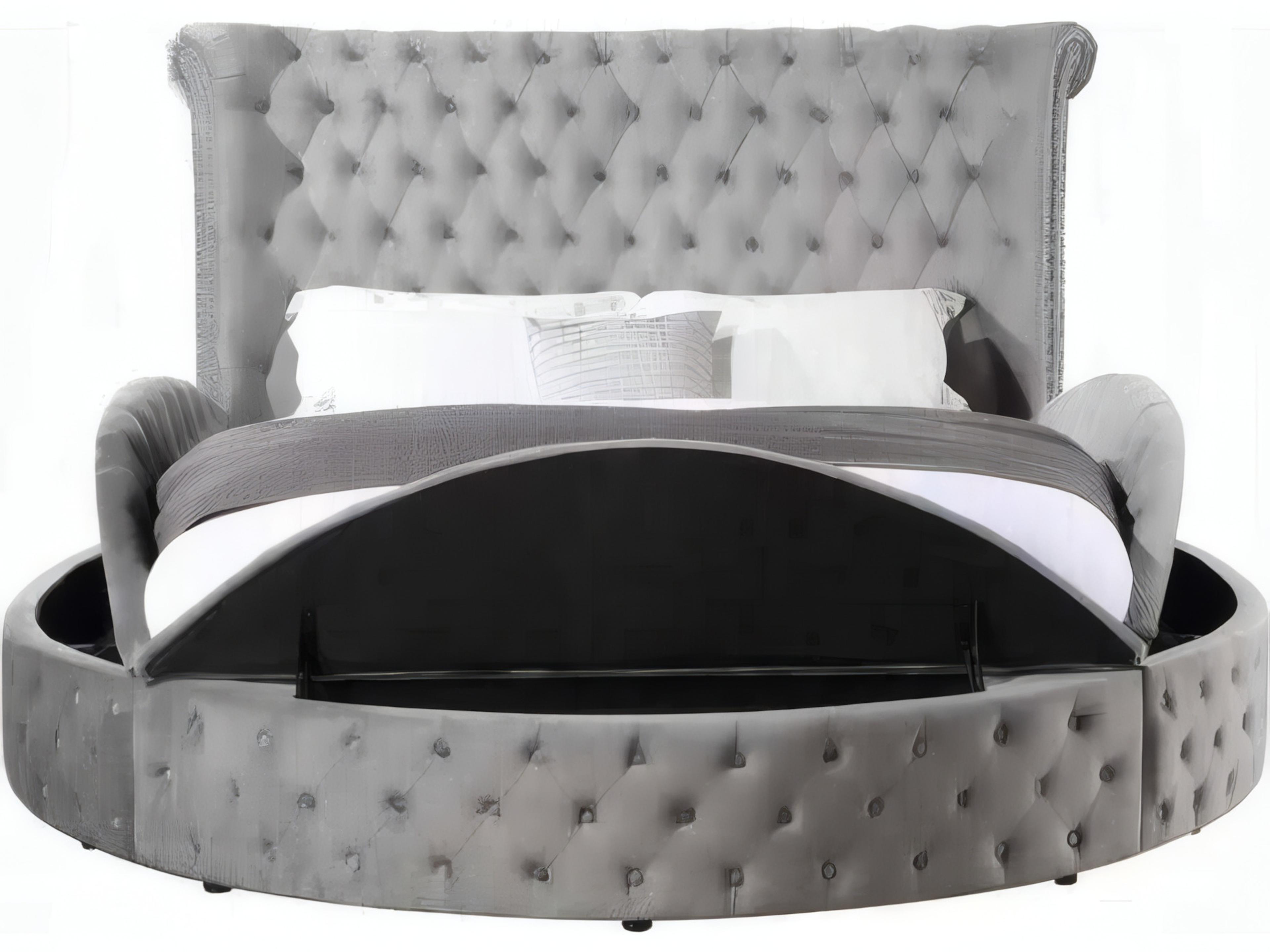 Acme Furniture Gaiva Gray Velvet Plywood Upholstered Queen Platform Bed