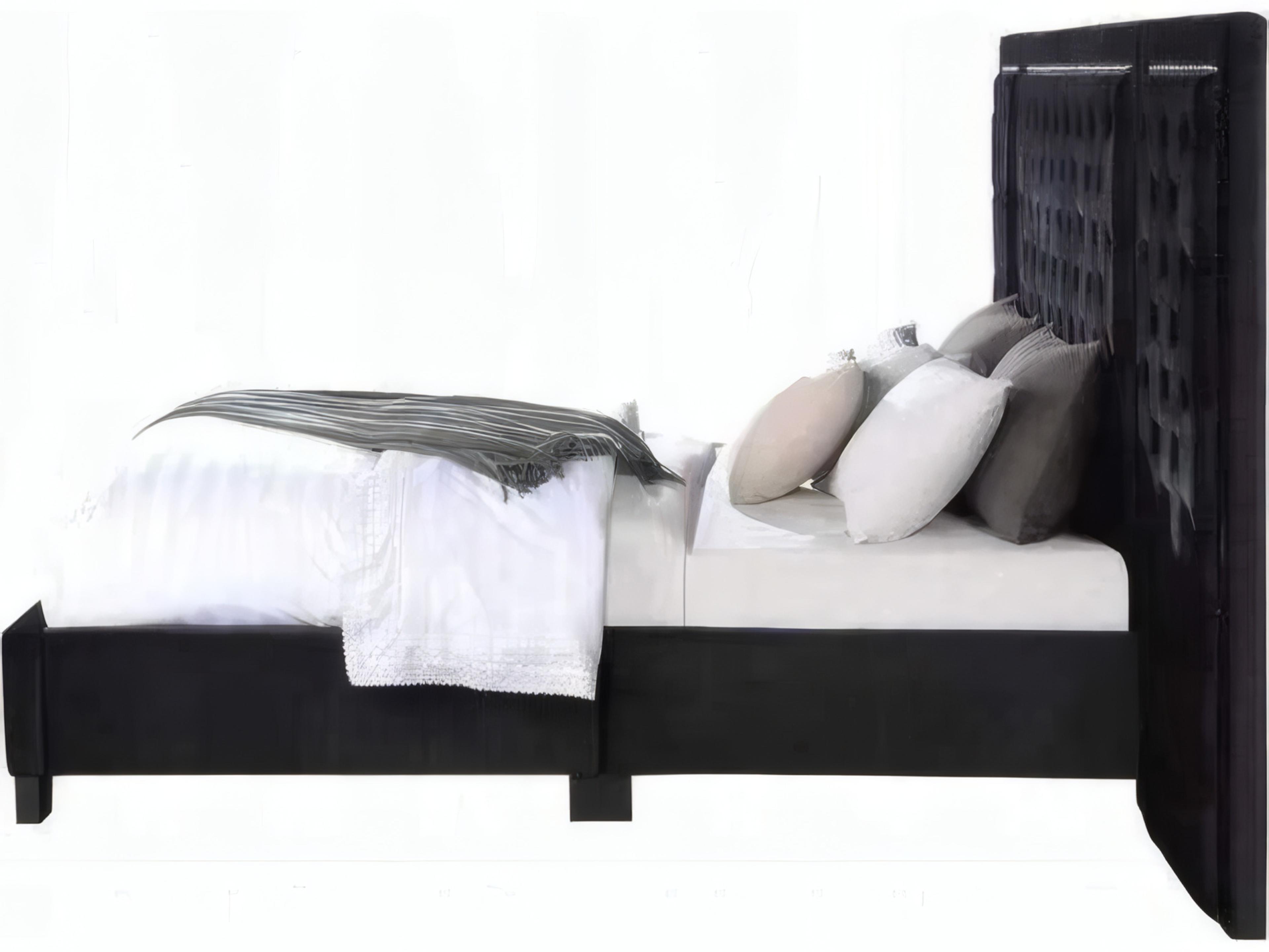 Acme Furniture Damazy Black Velvet Plywood Upholstered Queen Platform Bed