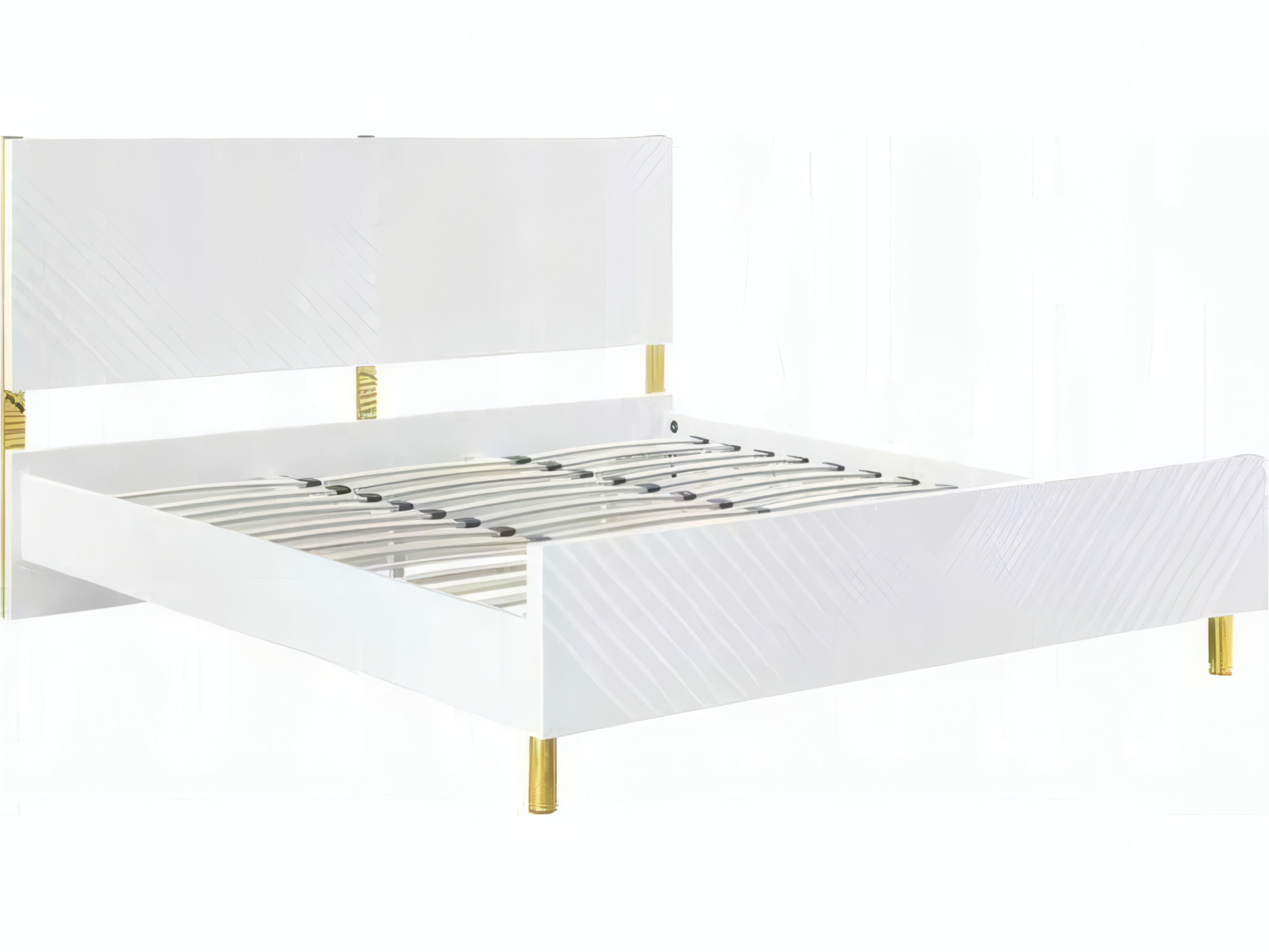 Gaines White High Gloss Plywood Wood King Panel Bed