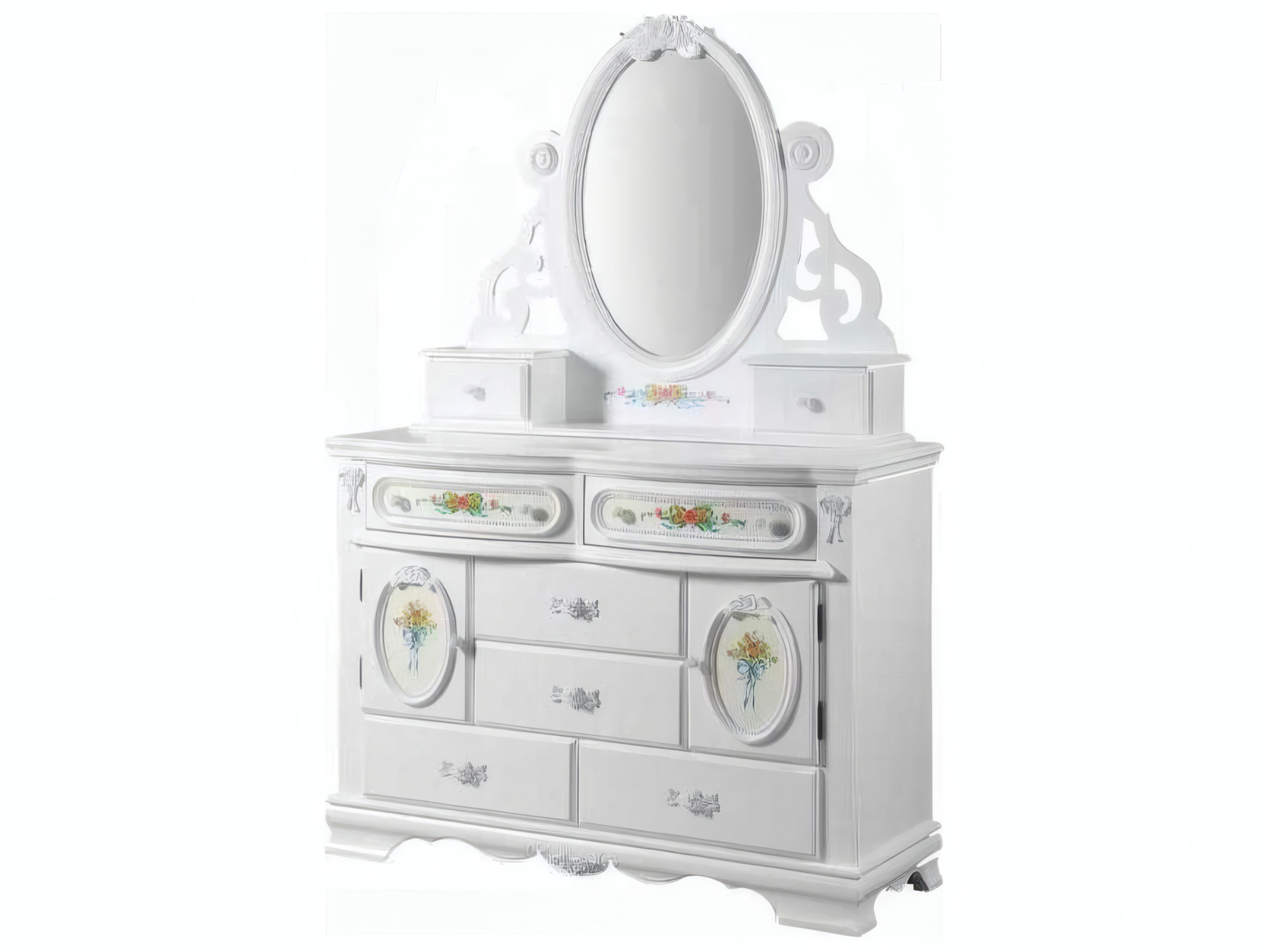 Acme Furniture Flora White Oval Dresser Mirror
