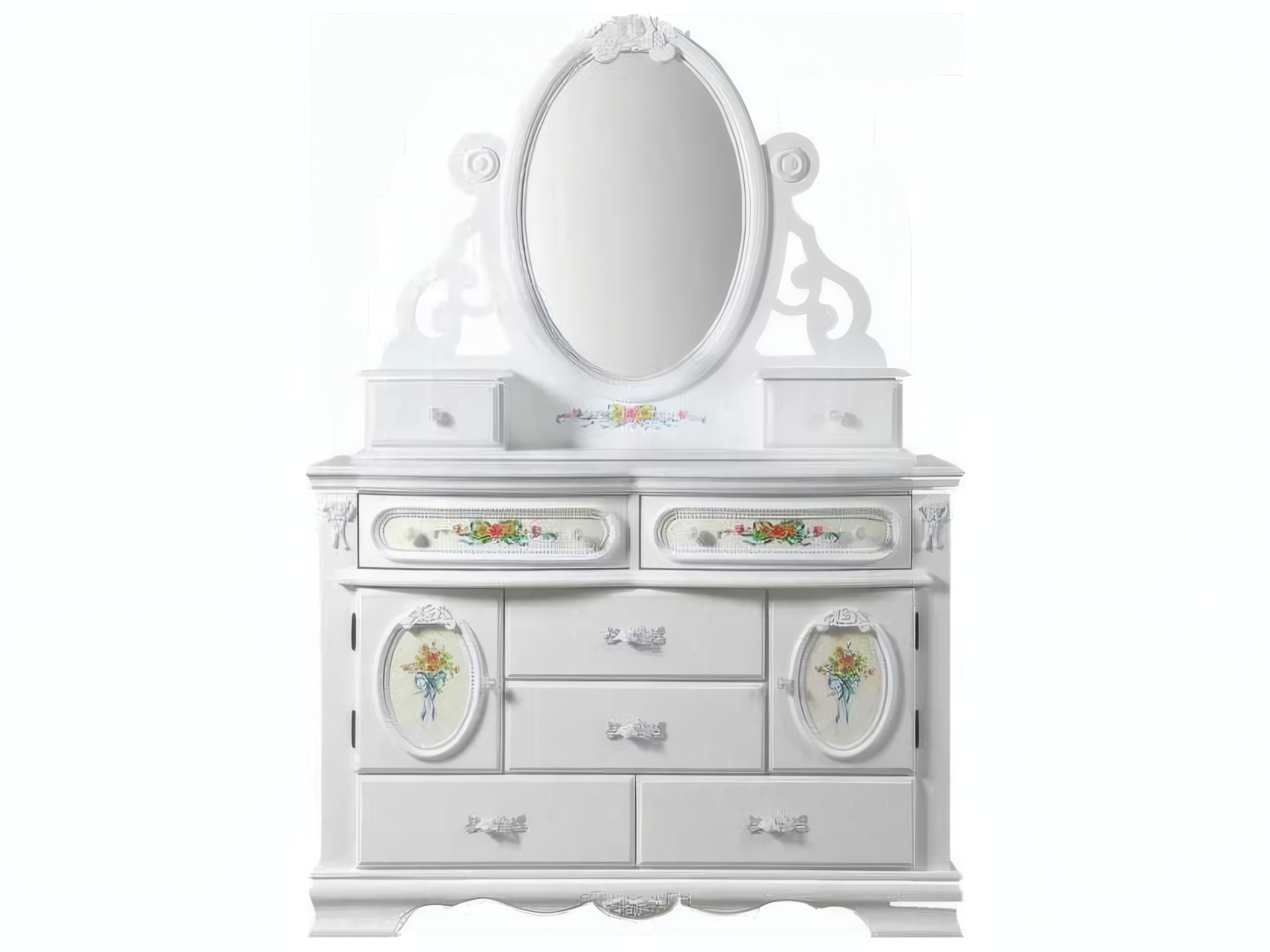 Acme Furniture Flora White Oval Dresser Mirror
