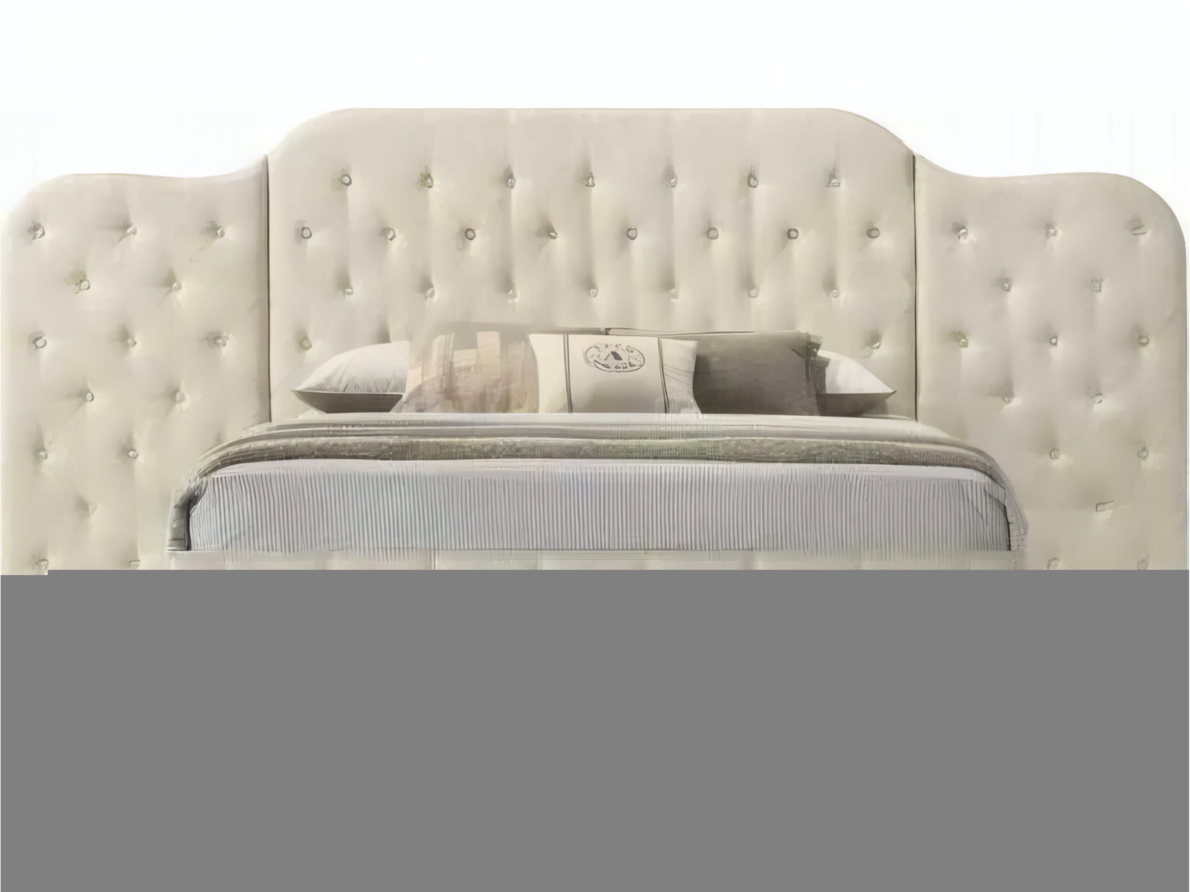 Acme Furniture Ranallo Beige Linen Poplar Wood Upholstered Queen Panel Bed