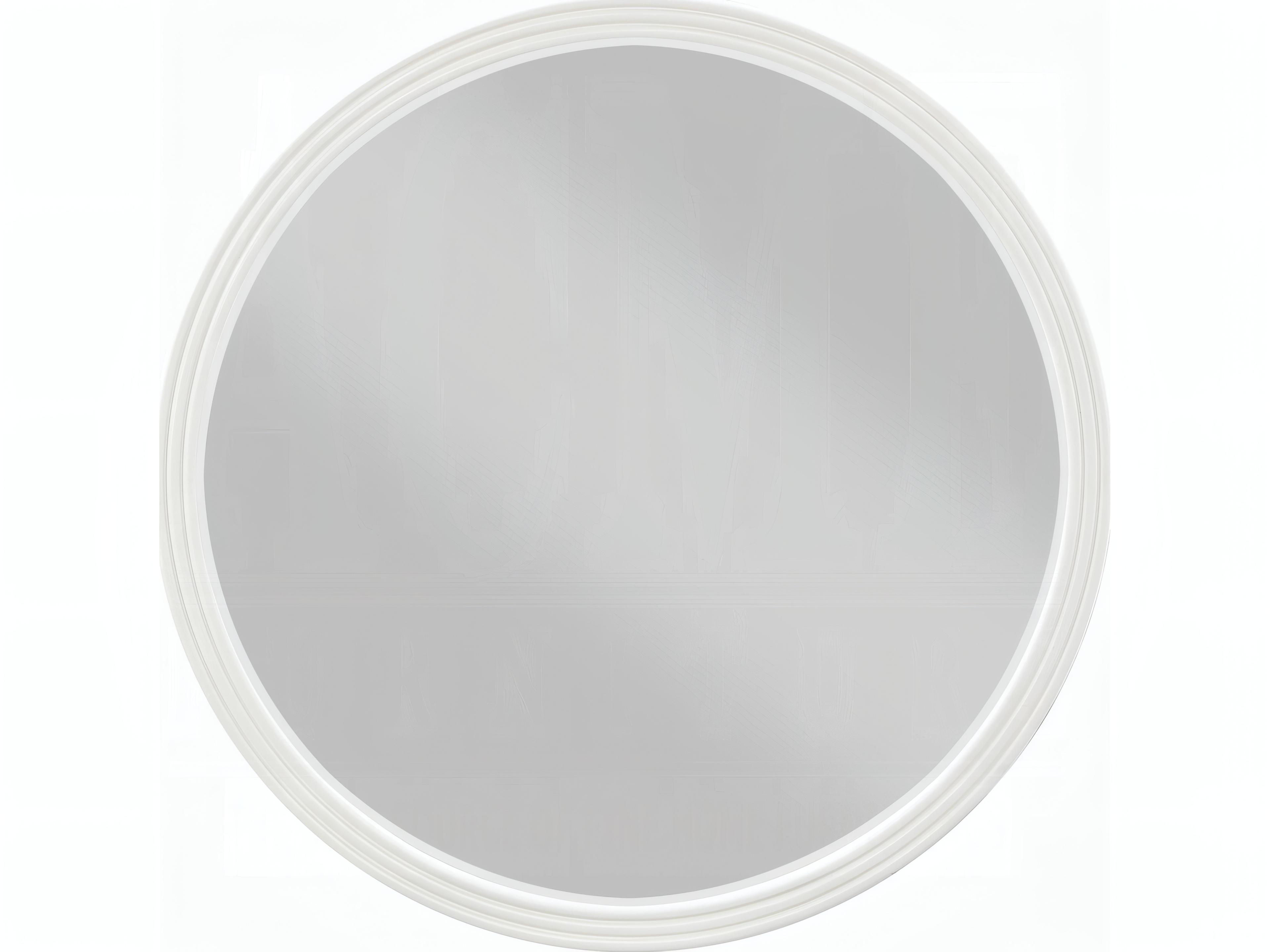 Carena White Walnut Round Wall Mirror