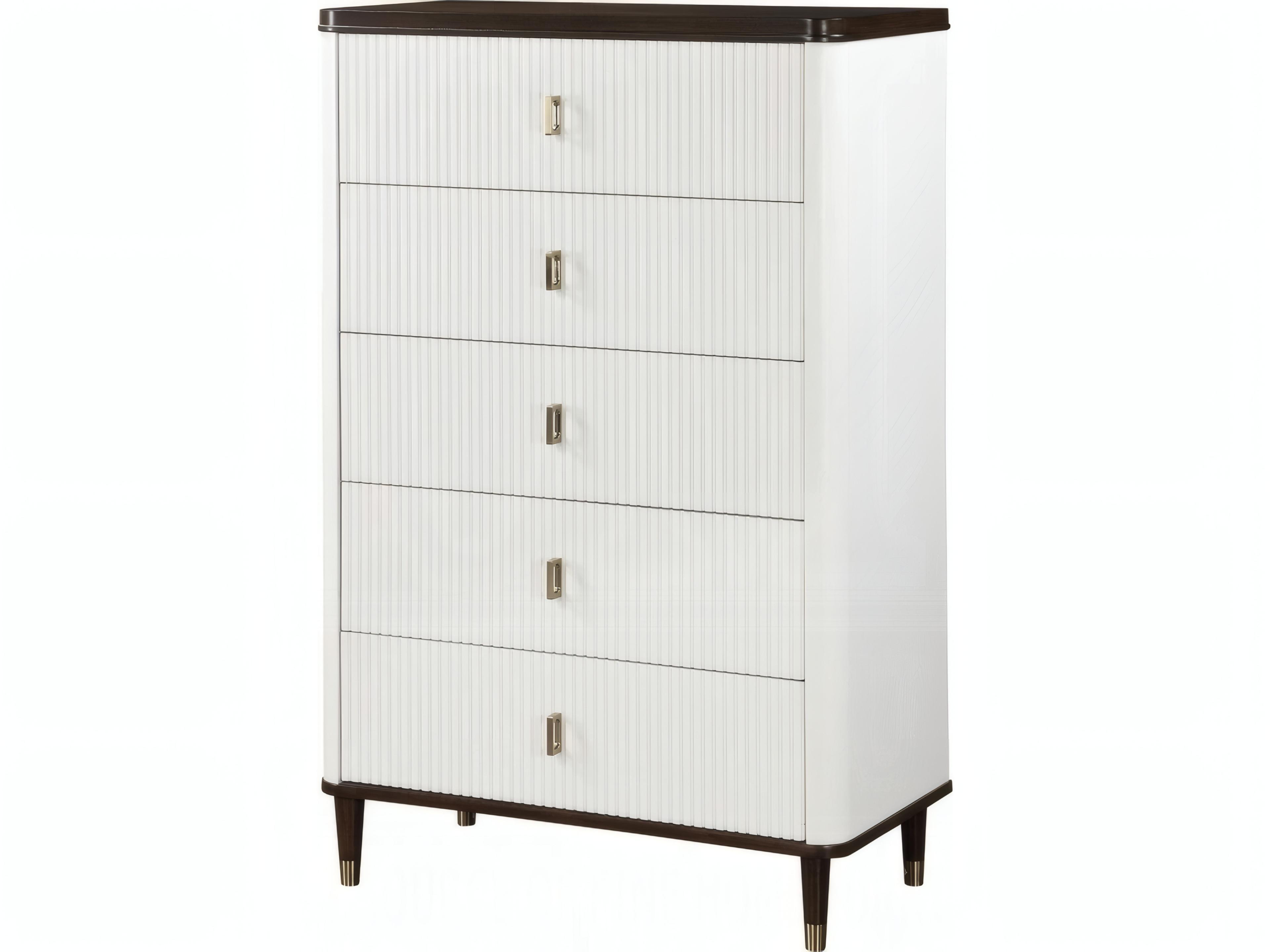 Carena 5-Drawer Chest in White and Brown Finish