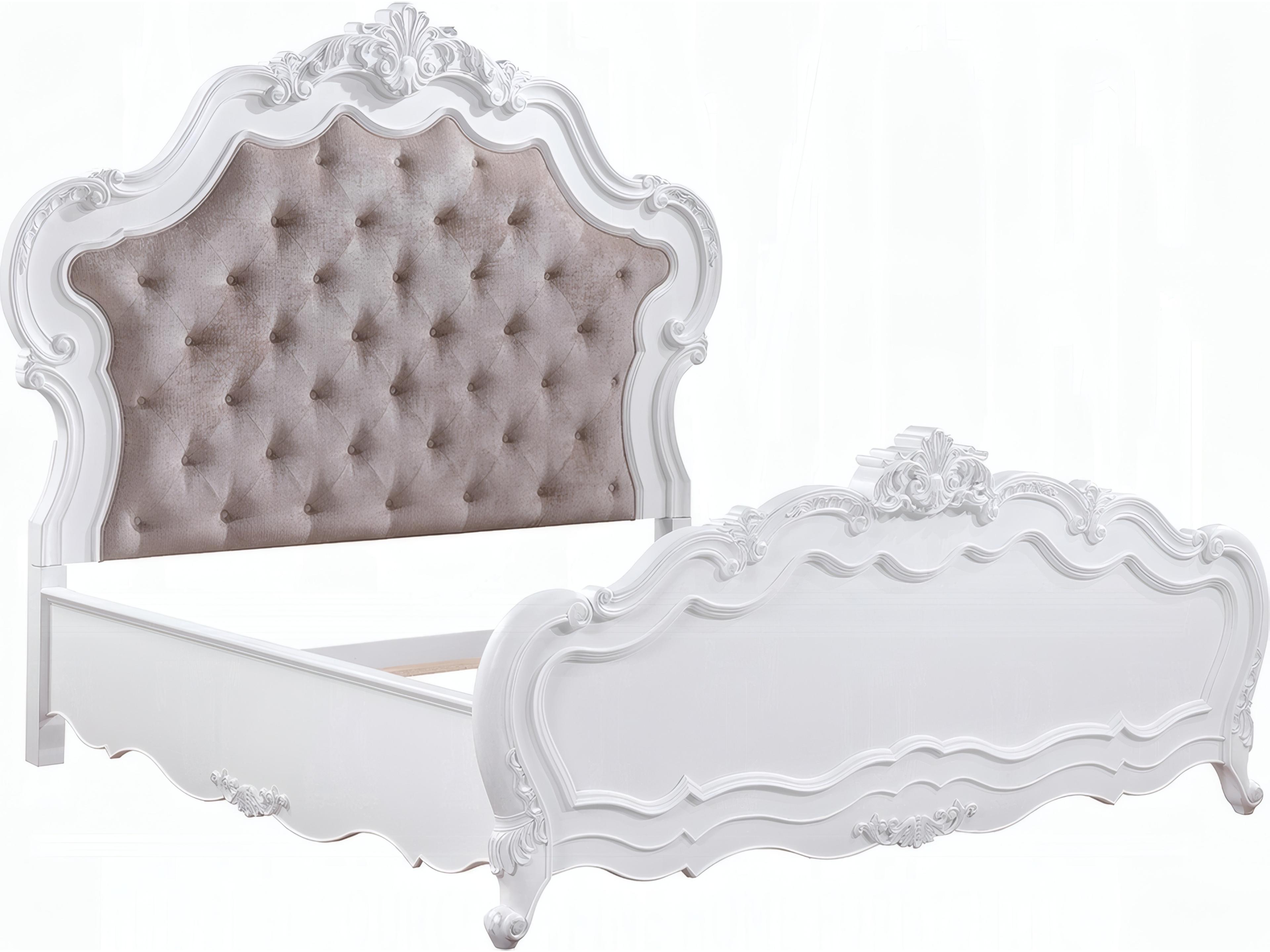 Latisha White Hardwood Upholstered King Panel Bed