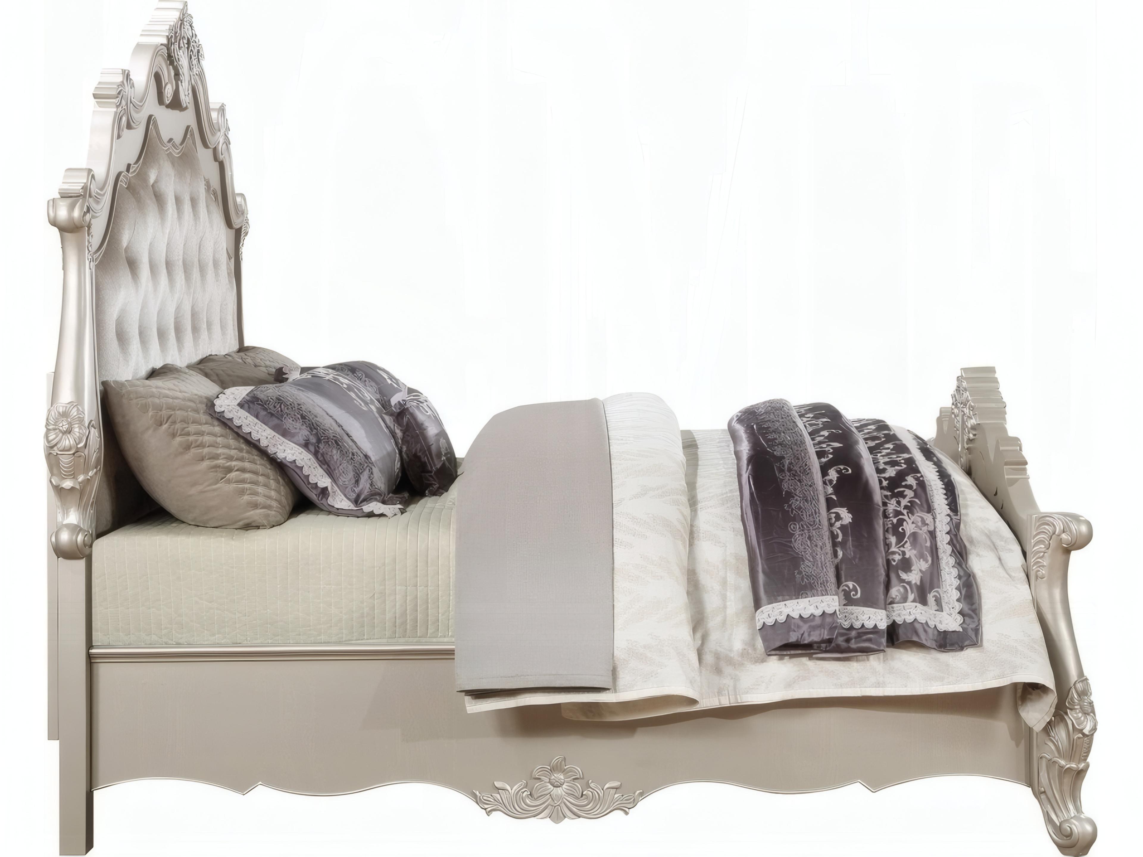 Acme Furniture Bently Champagne Hardwood Upholstered Queen Panel Bed