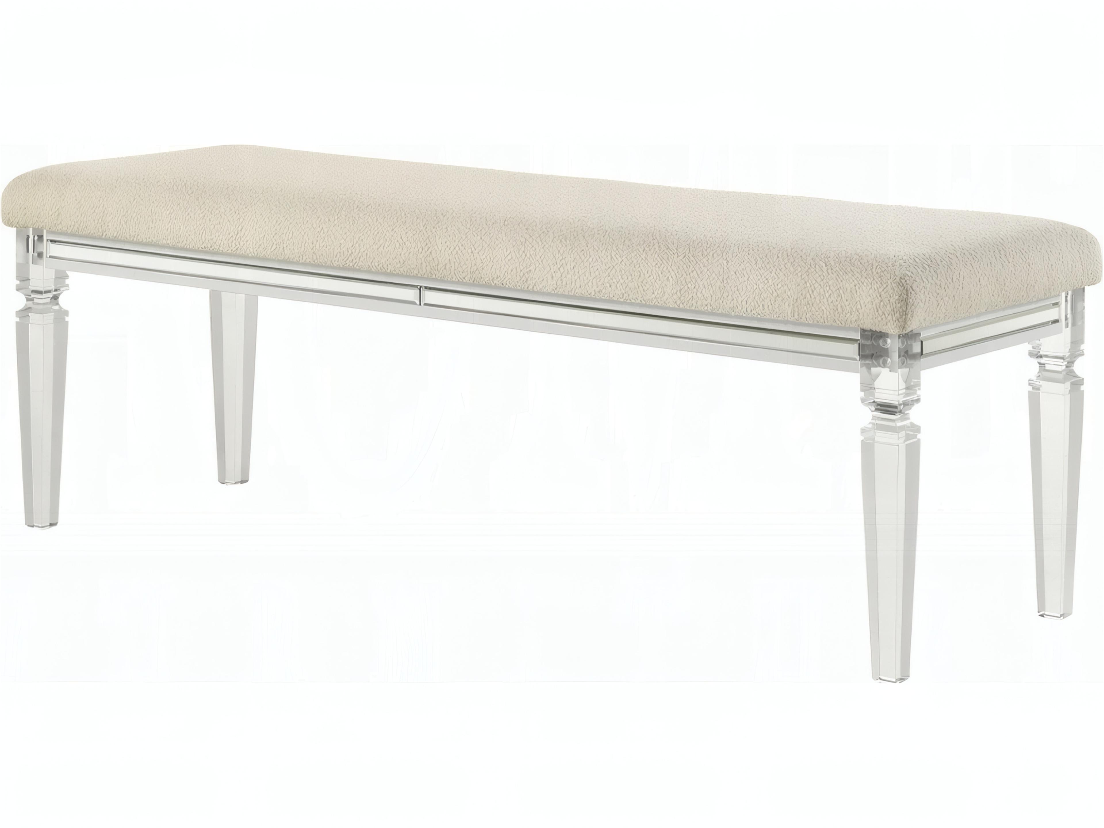 Tarian Pearl White Upholstered Accent Bench