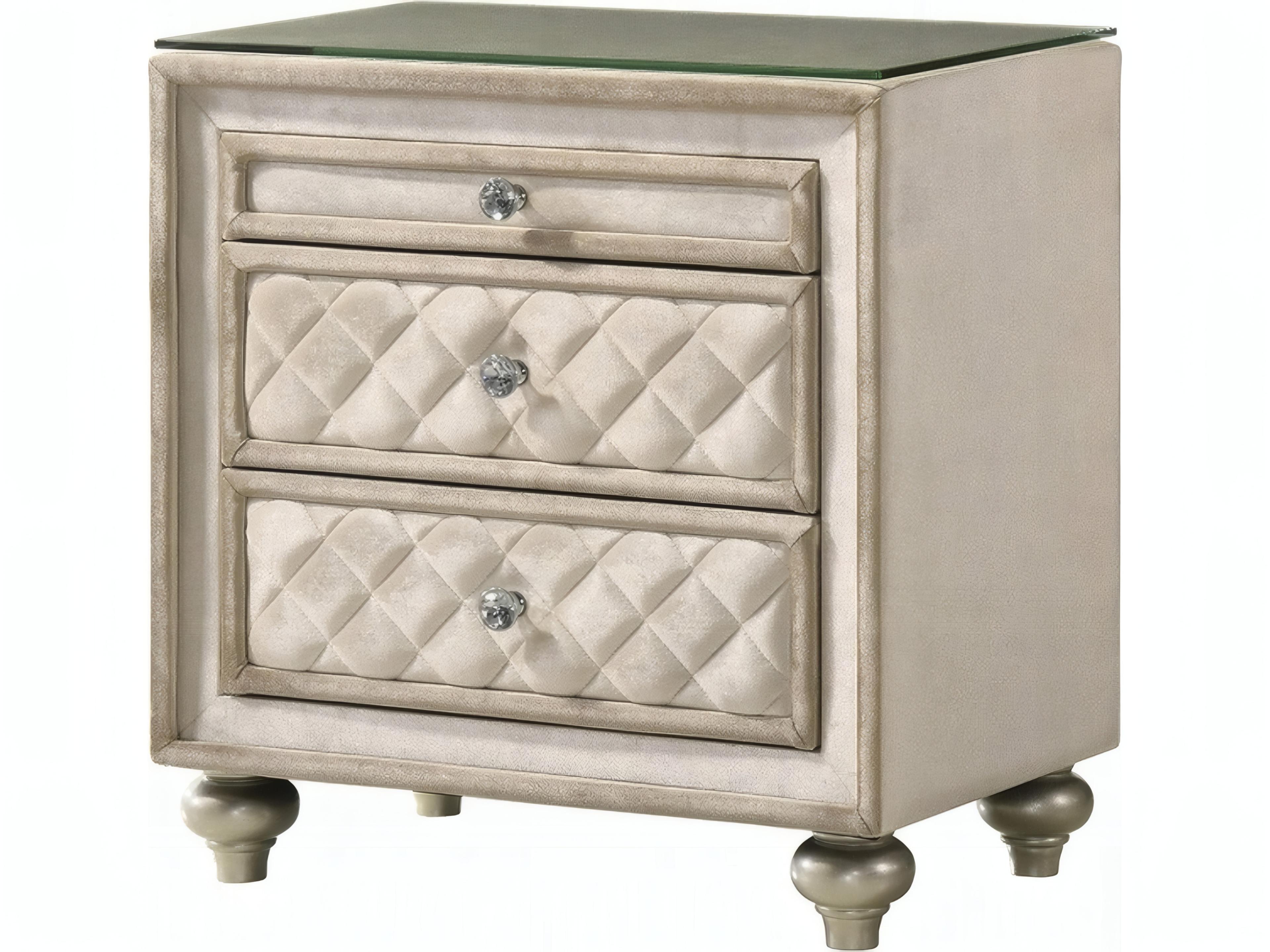 Lucienne 3-Drawers Rubberwood Nightstand