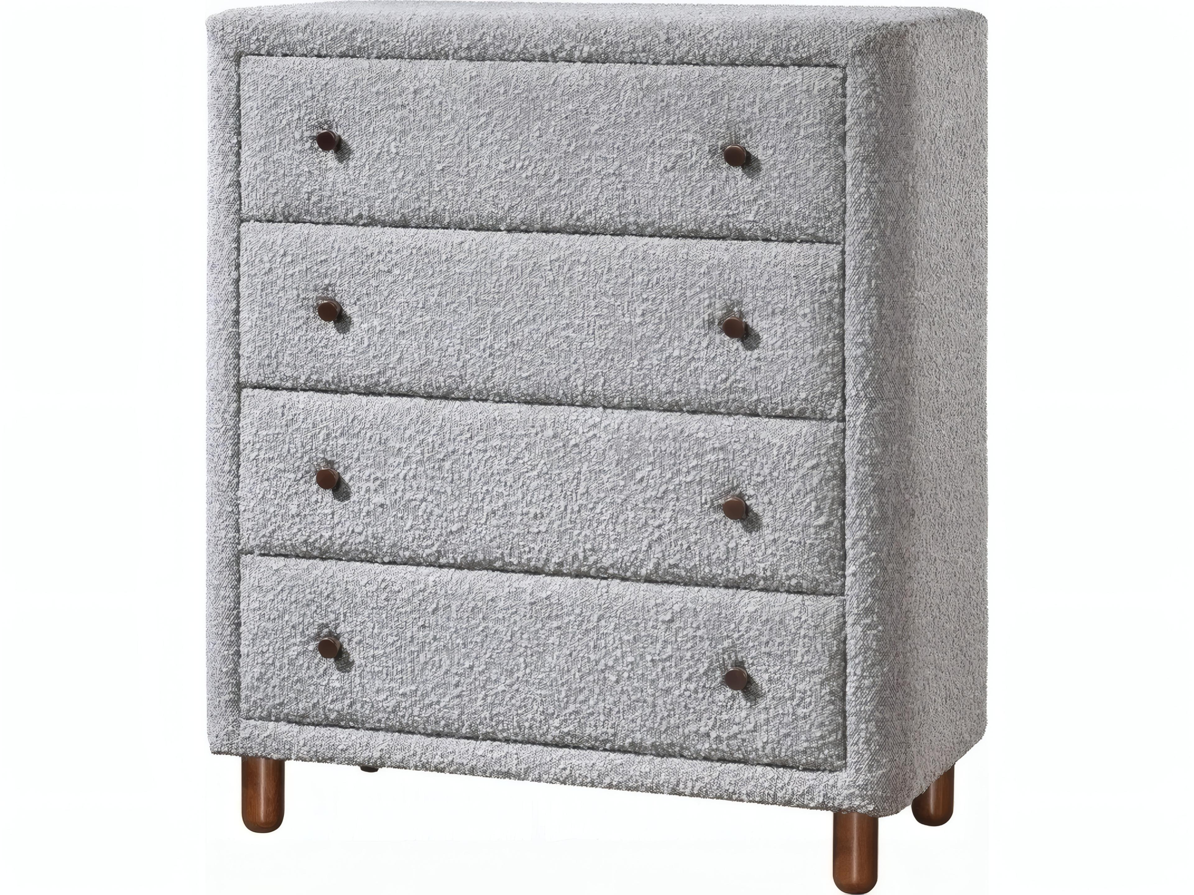 Cleo Gray Boucle Rubberwood Accent Chest