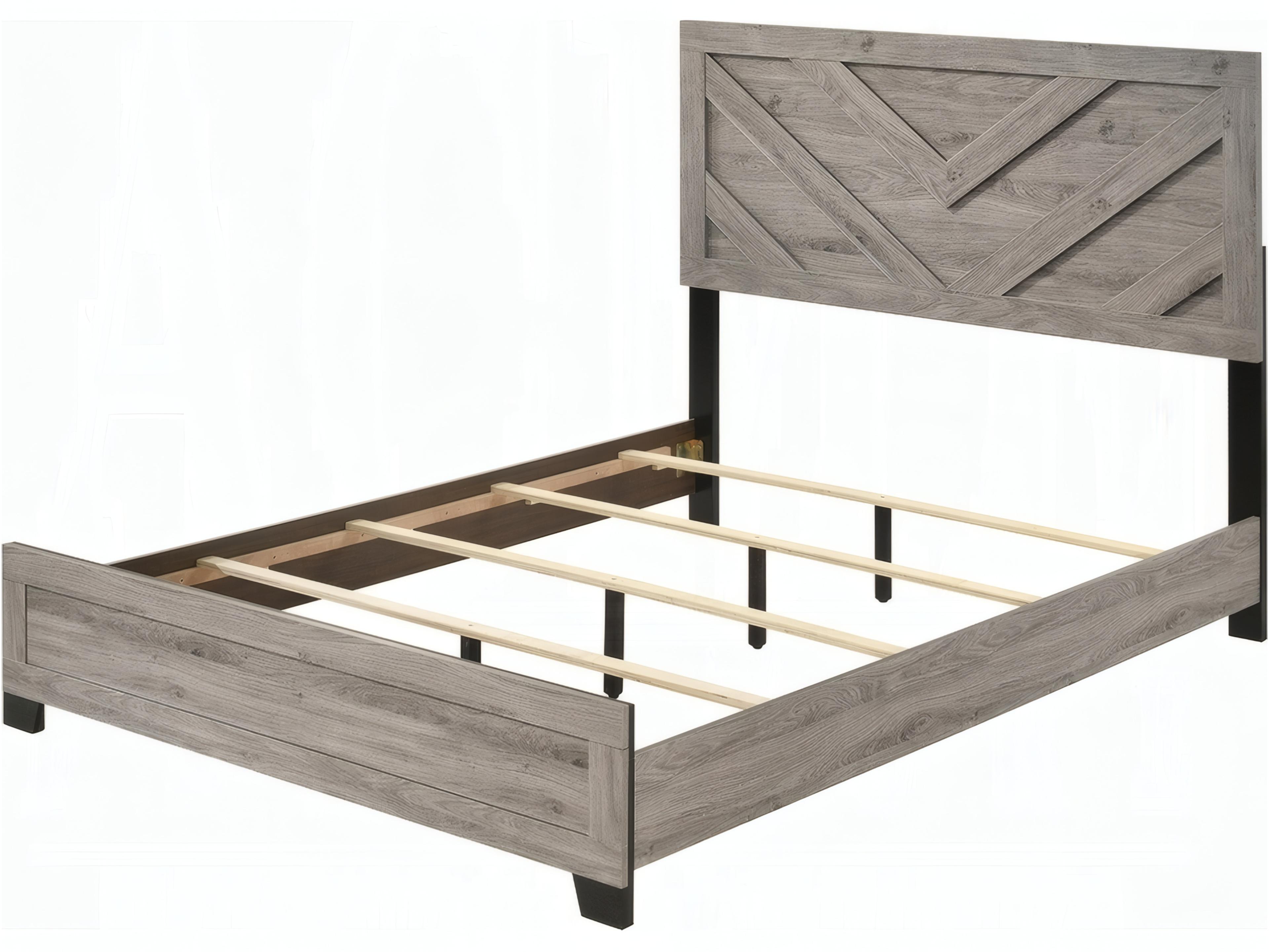 Acme Furniture Mari Light Gray Rubberwood Wood Queen Panel Bed