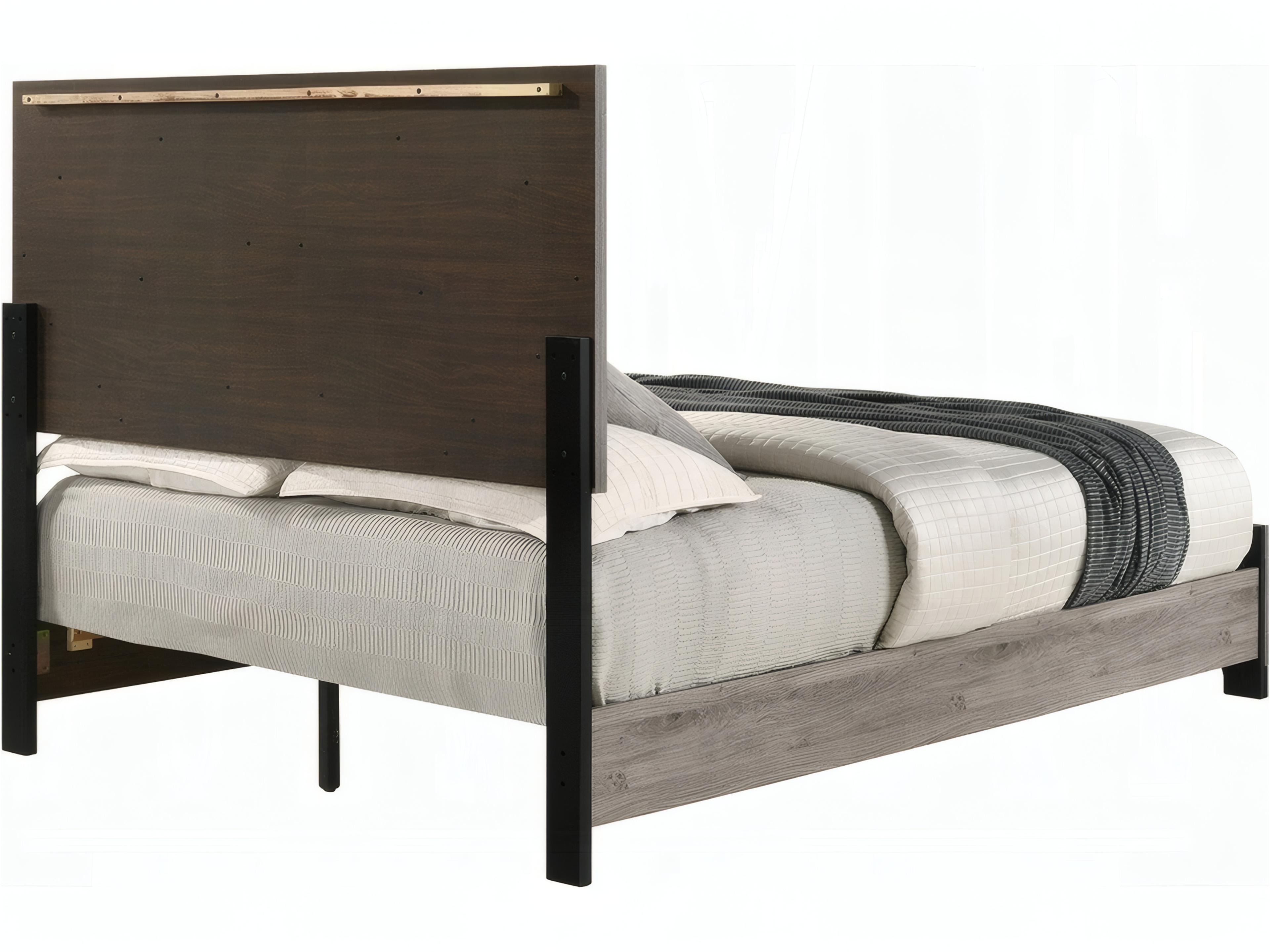 Acme Furniture Mari Light Gray Rubberwood Wood Queen Panel Bed