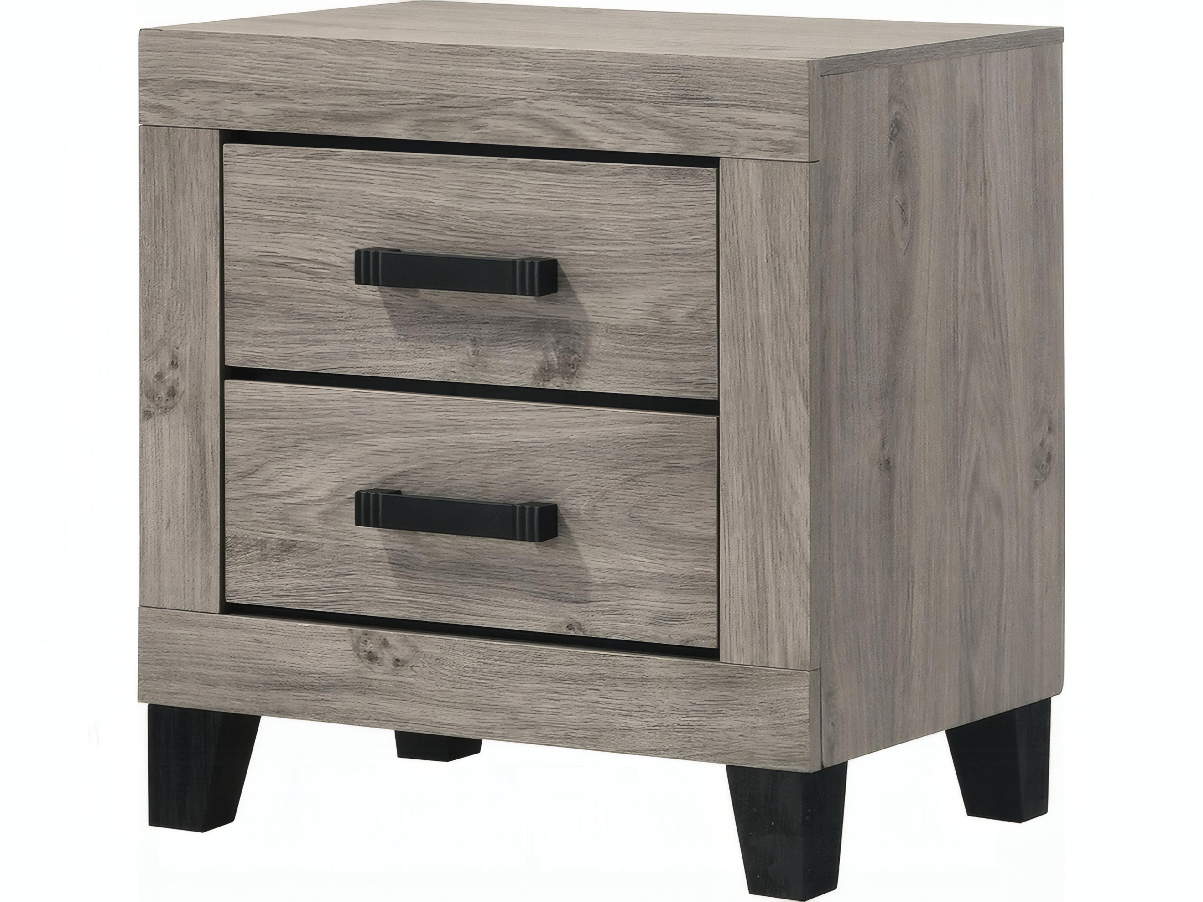 Mari Nightstand Light Gray with Black Accents