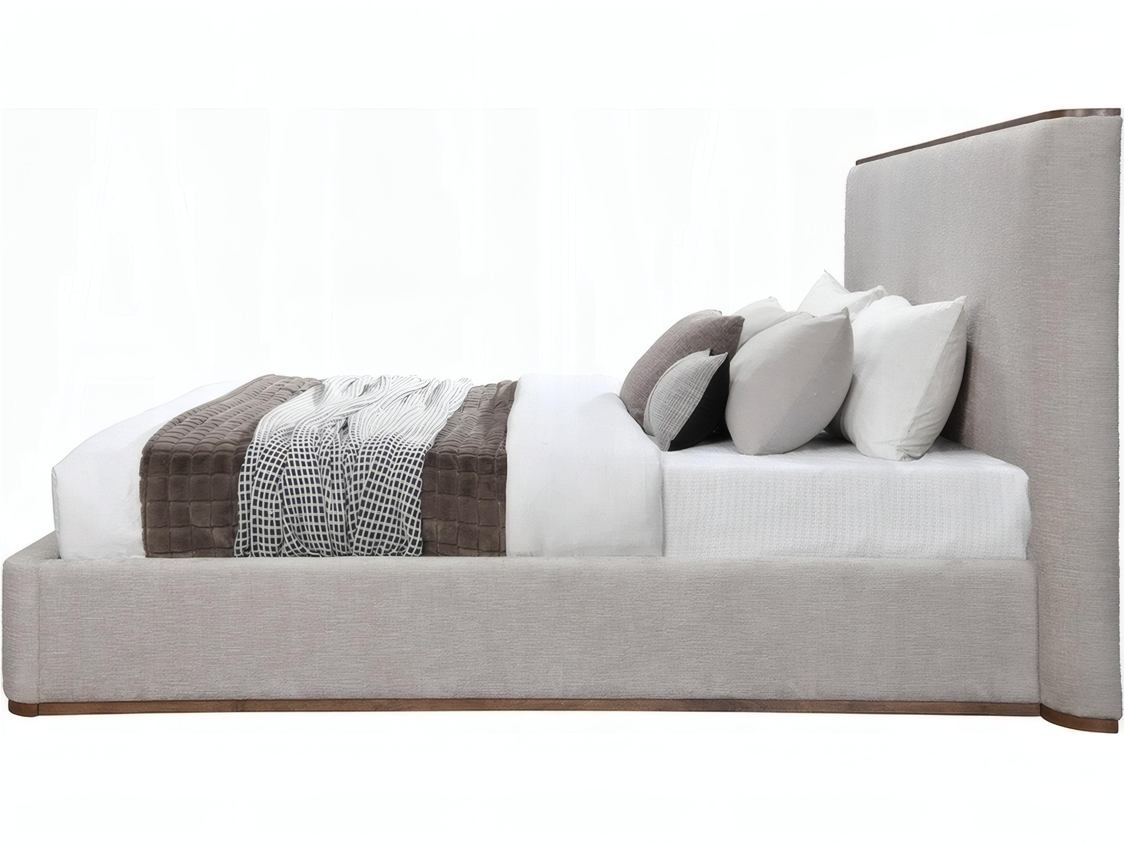 Acme Furniture Orane Gray Linen Rubberwood Upholstered King Platform Bed