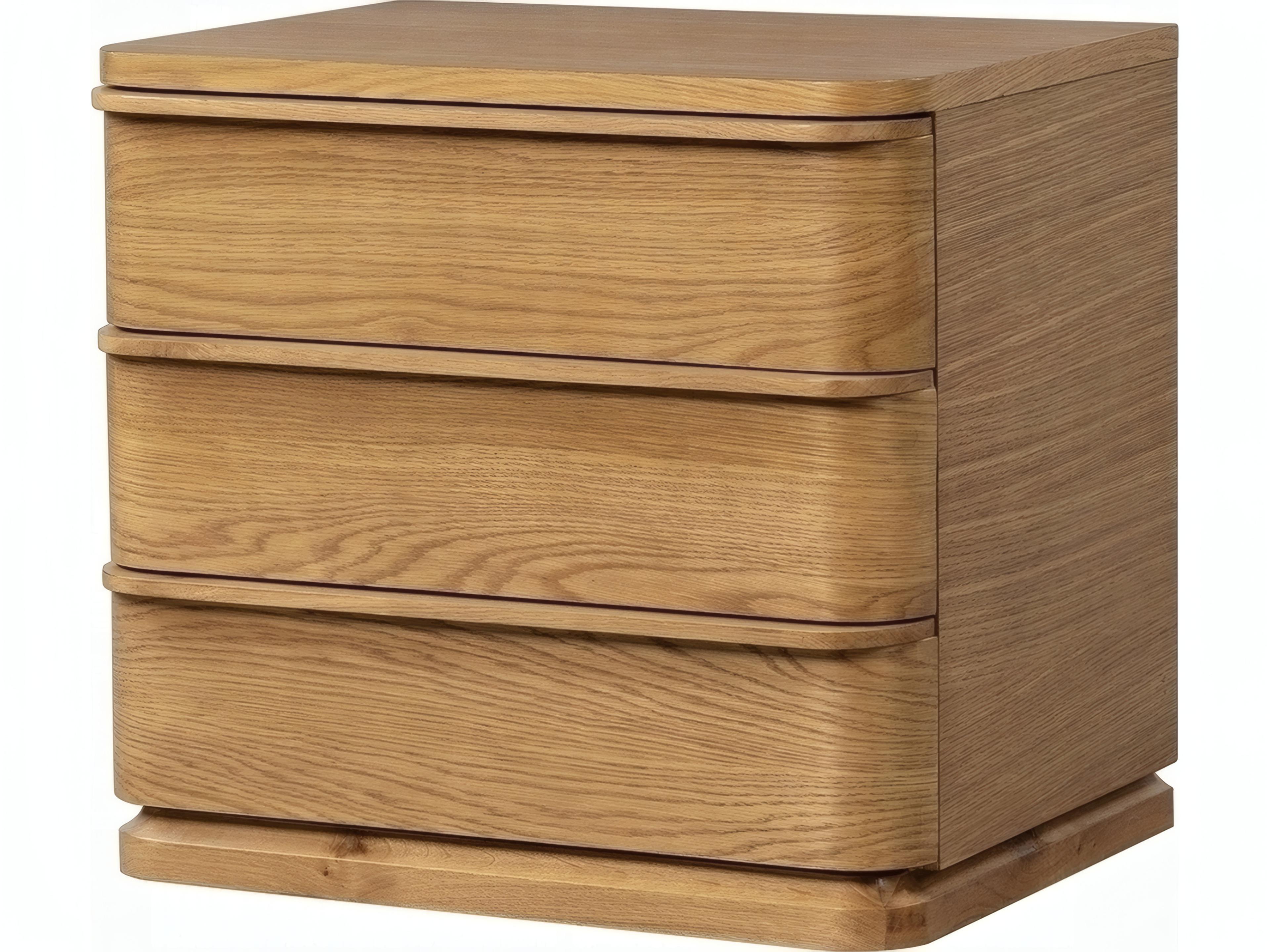 Zoey 3-Drawers Oak Wood Nightstand