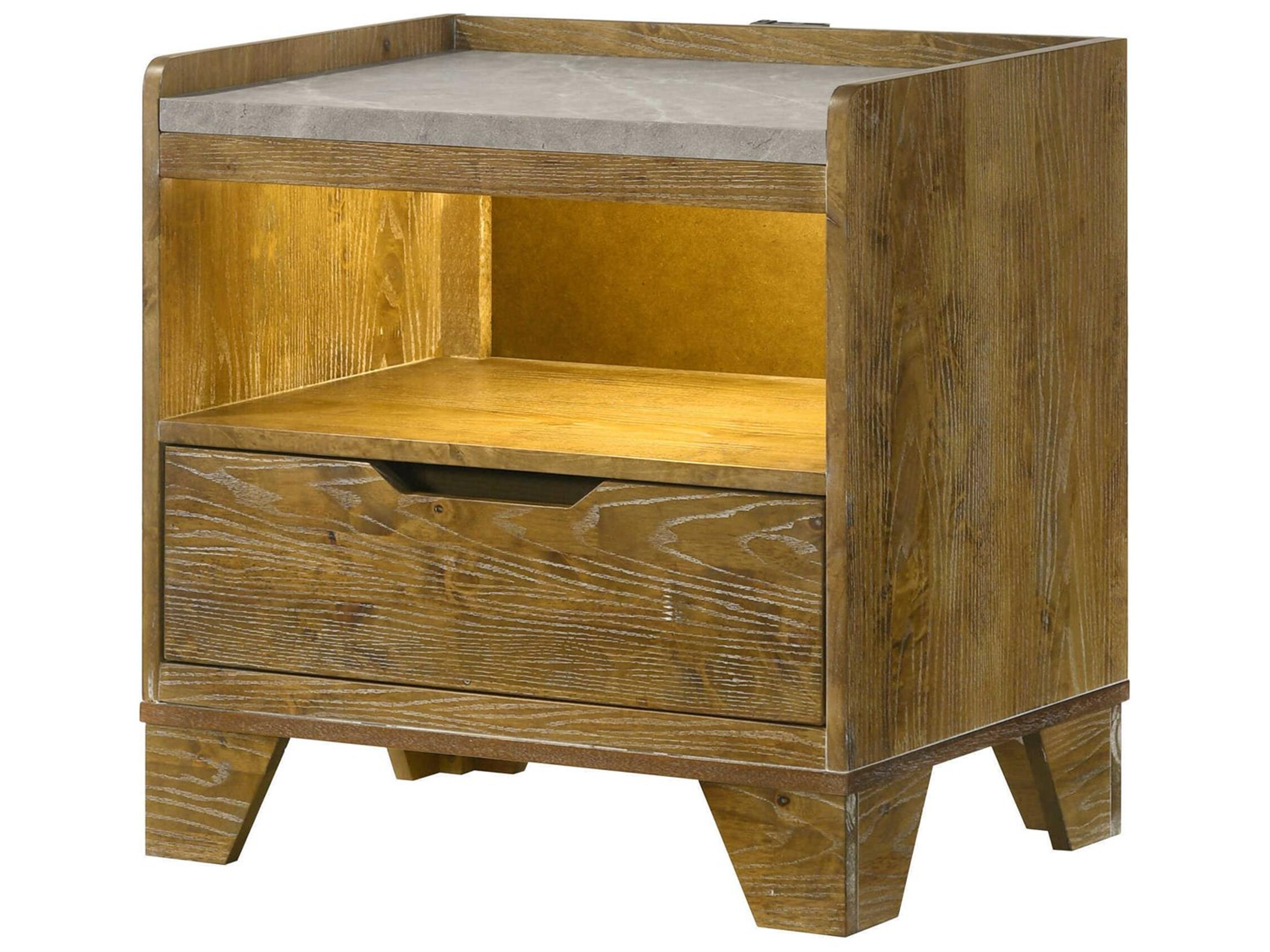 Garcia 1-Drawer Rubberwood Nightstand