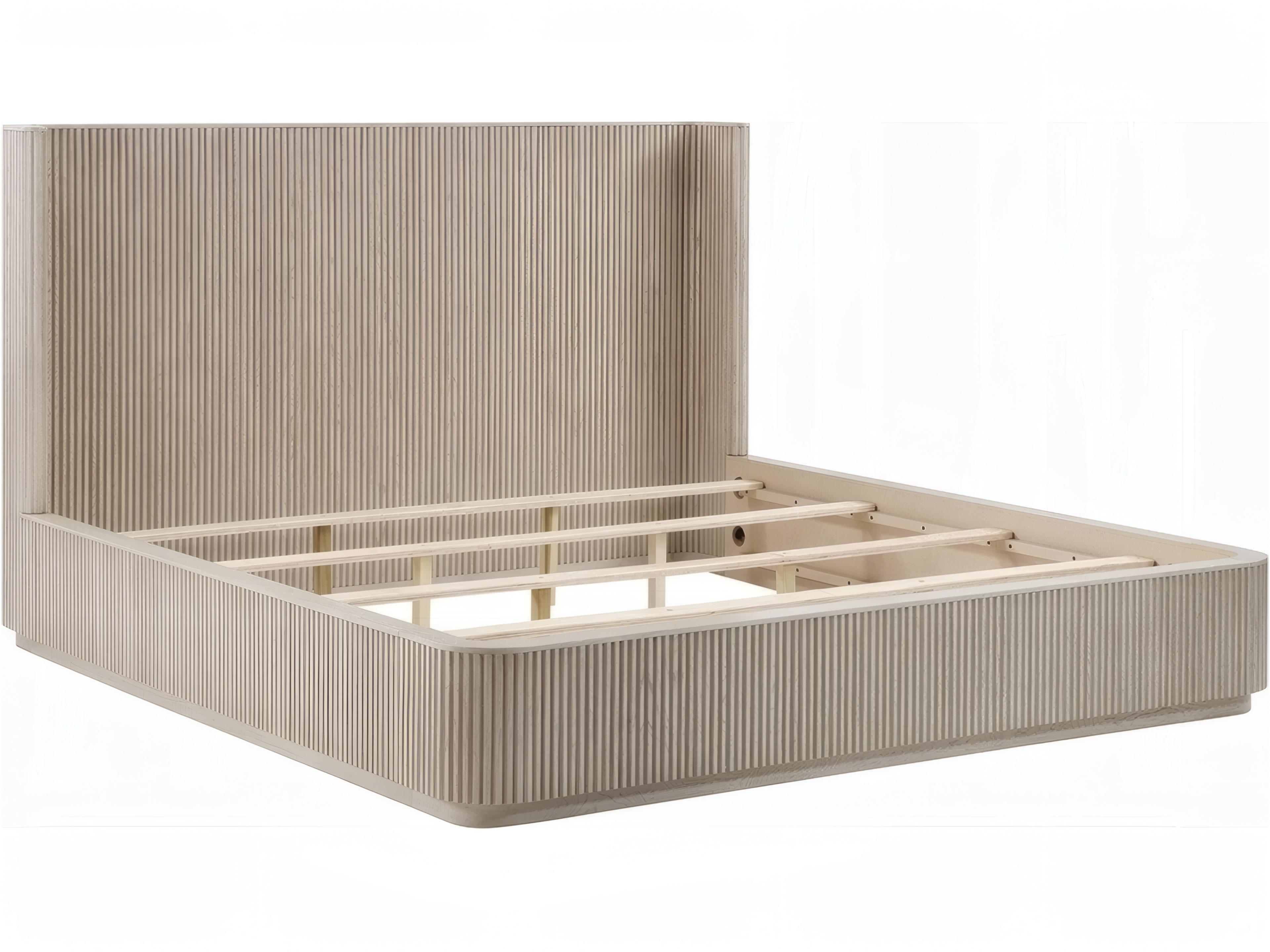 Leanna Light Oak Beige Hardwood Wood Queen Platform Bed