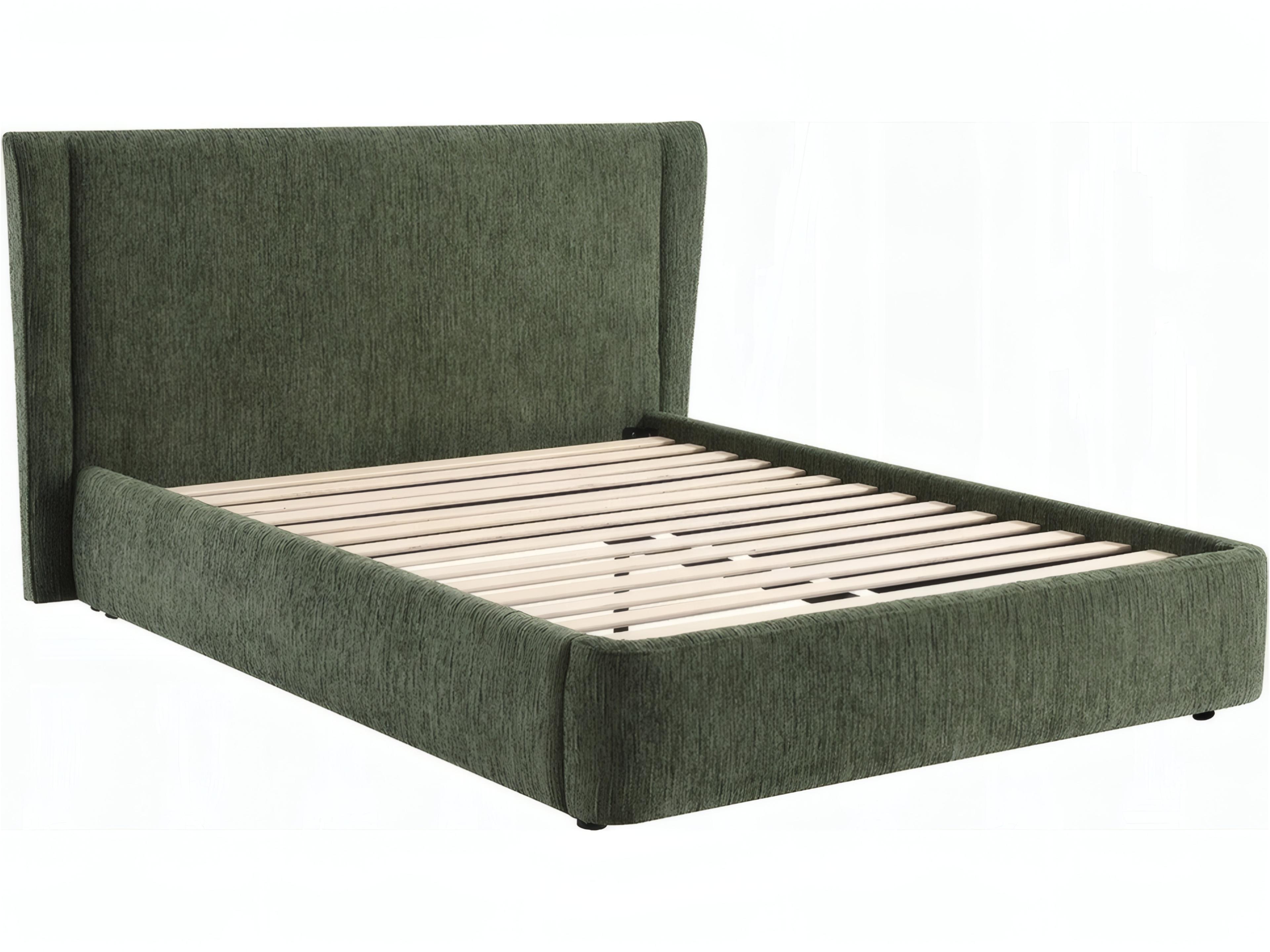 Acme Furniture Cheryl Dark Green Chenille Poplar Wood Upholstered Queen Platform Bed