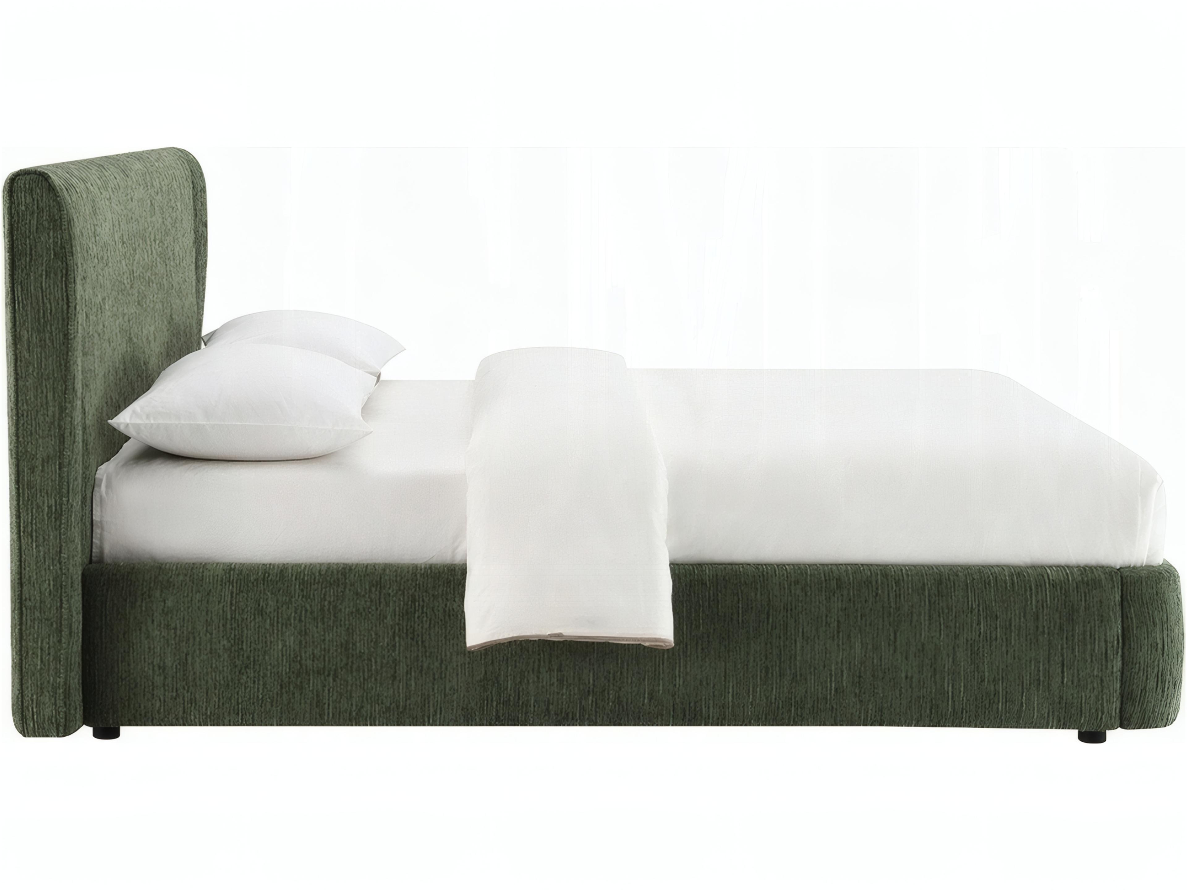 Acme Furniture Cheryl Dark Green Chenille Poplar Wood Upholstered Queen Platform Bed