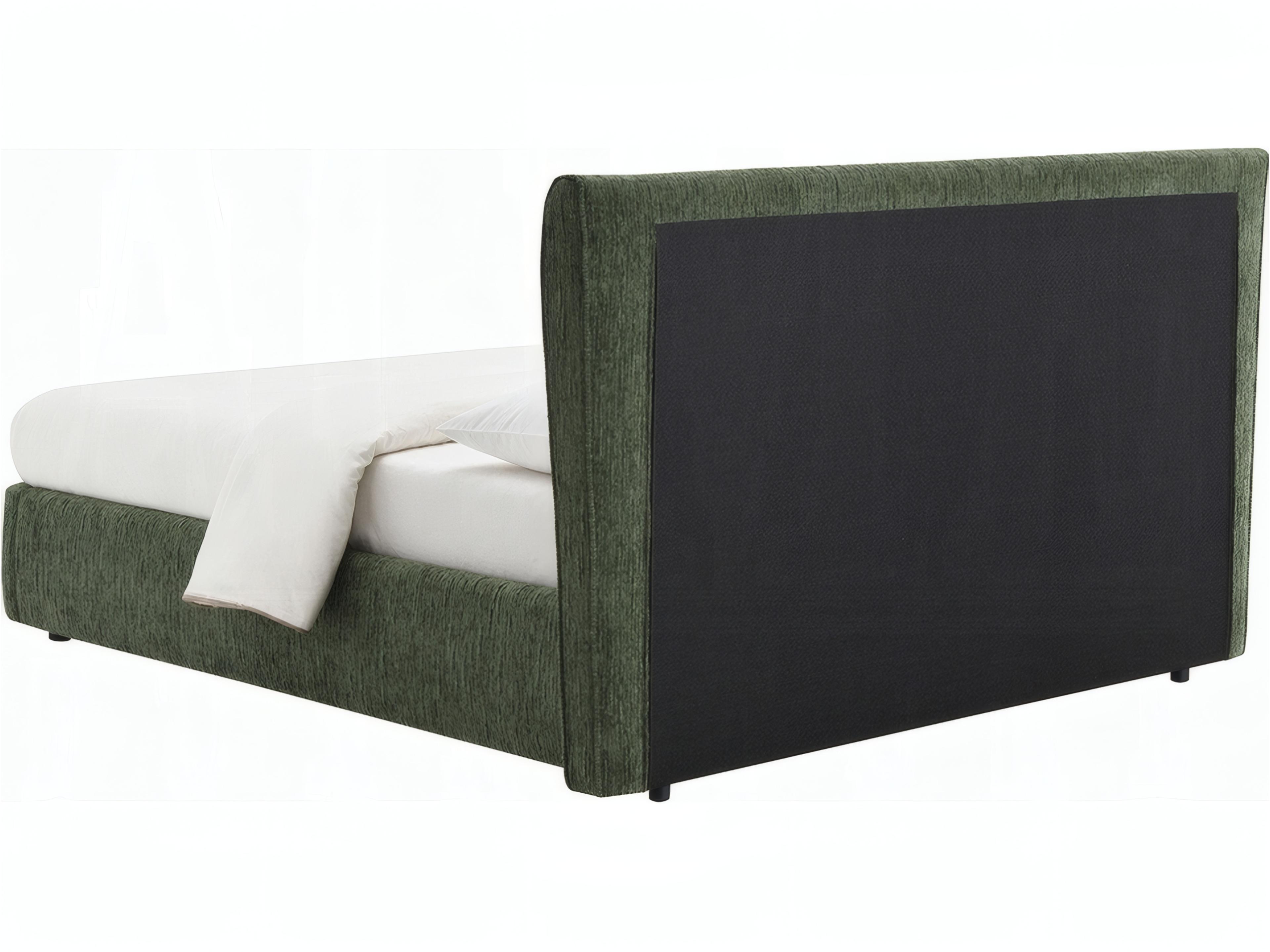 Acme Furniture Cheryl Dark Green Chenille Poplar Wood Upholstered Queen Platform Bed