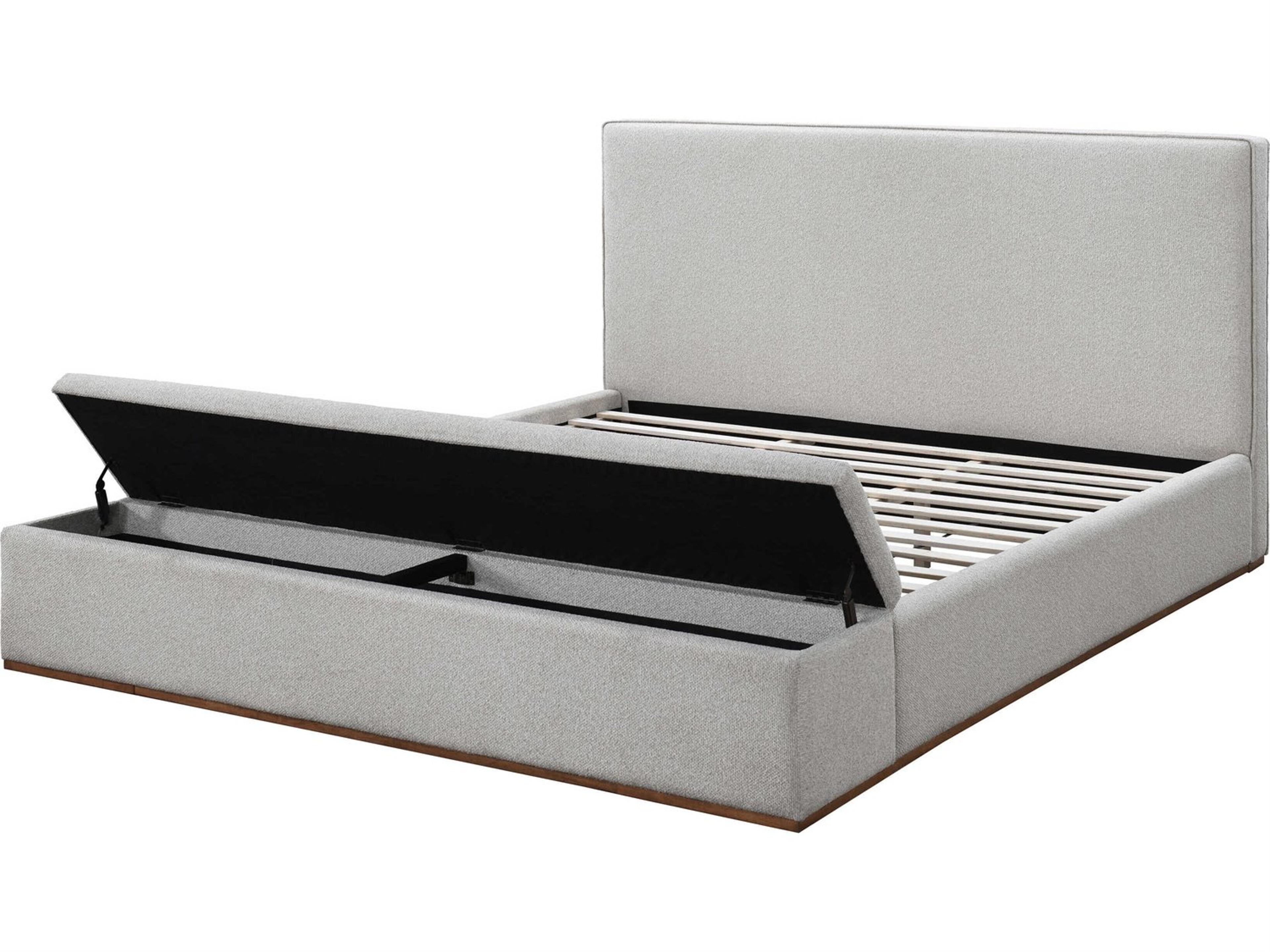 Acme Furniture Boxter Gray Linen Rubberwood Upholstered King Platform Bed