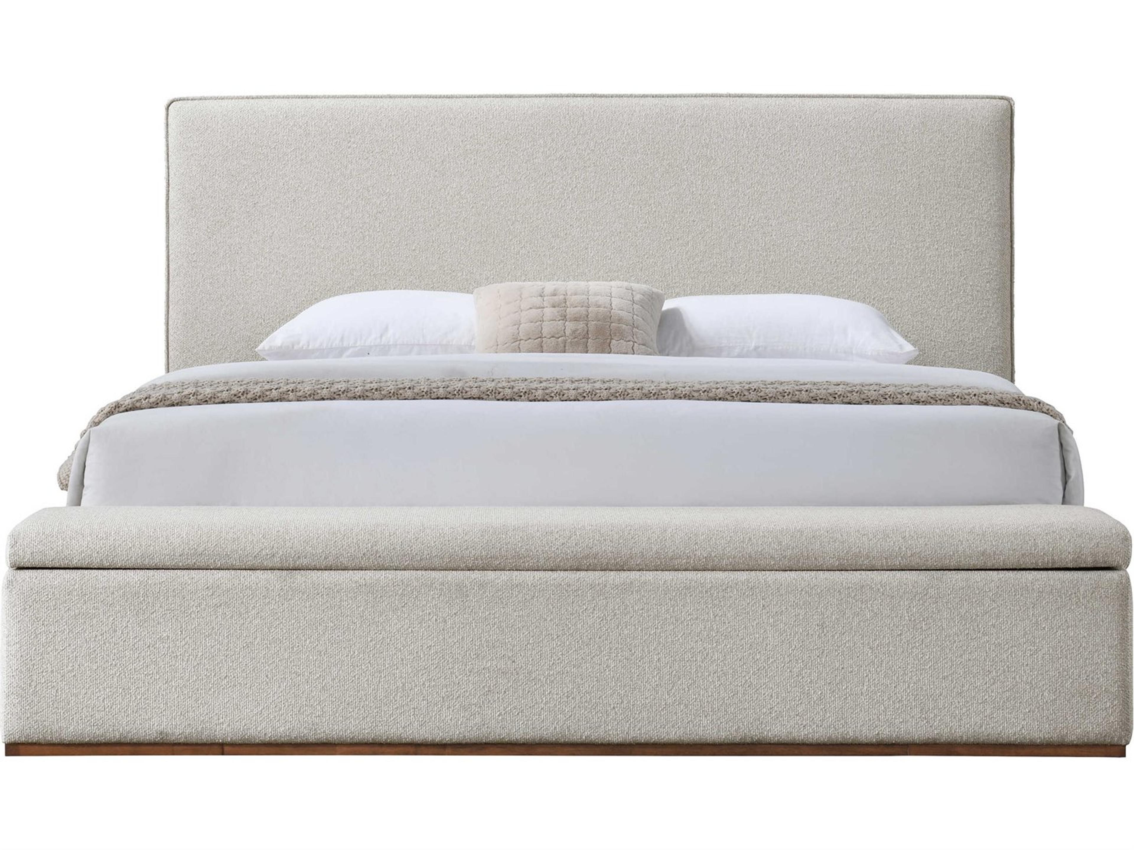 Boxter Gray Linen Rubberwood Upholstered Queen Platform Bed