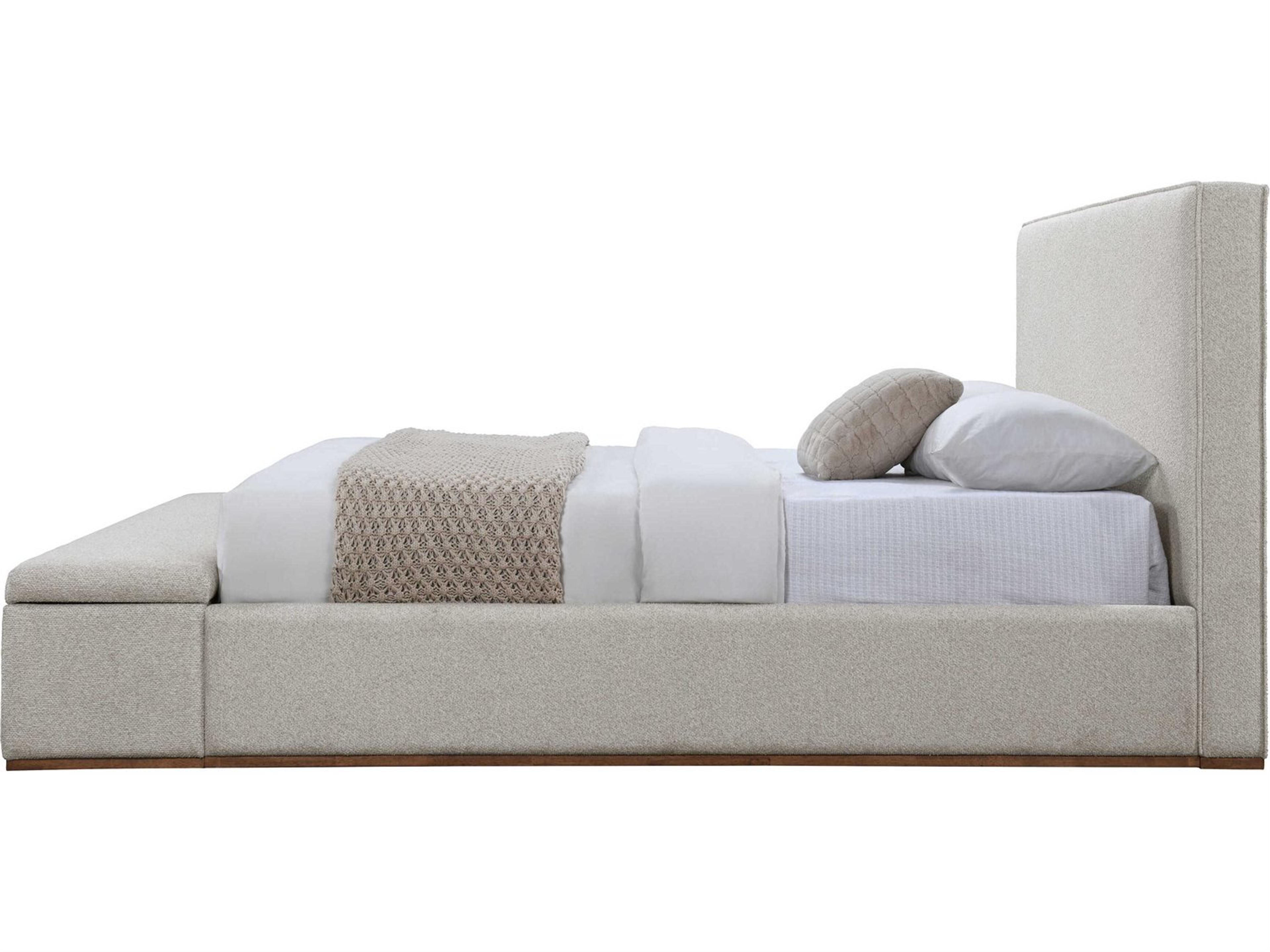 Acme Furniture Boxter Gray Linen Rubberwood Upholstered Queen Platform Bed