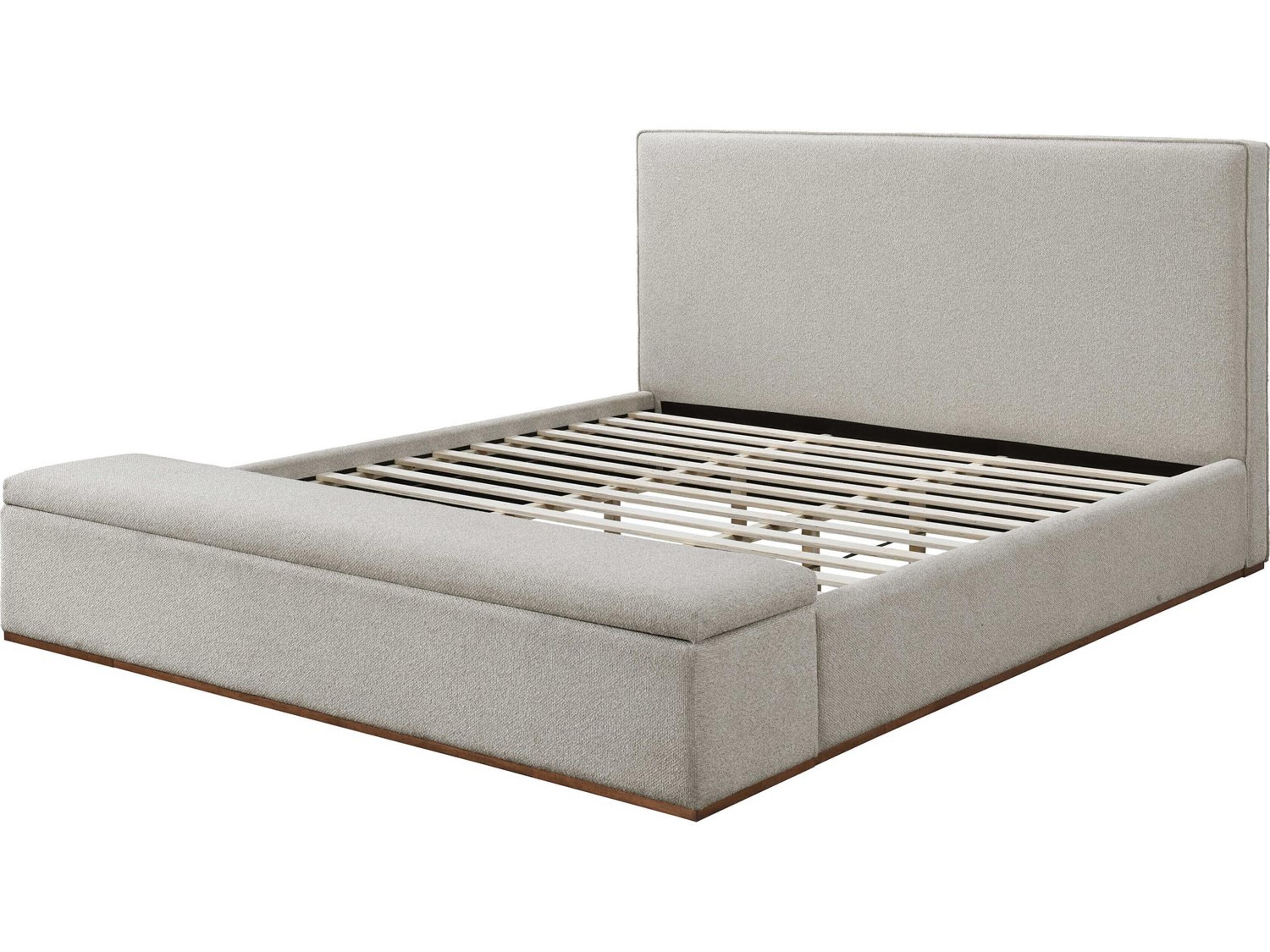 Acme Furniture Boxter Gray Linen Rubberwood Upholstered Queen Platform Bed