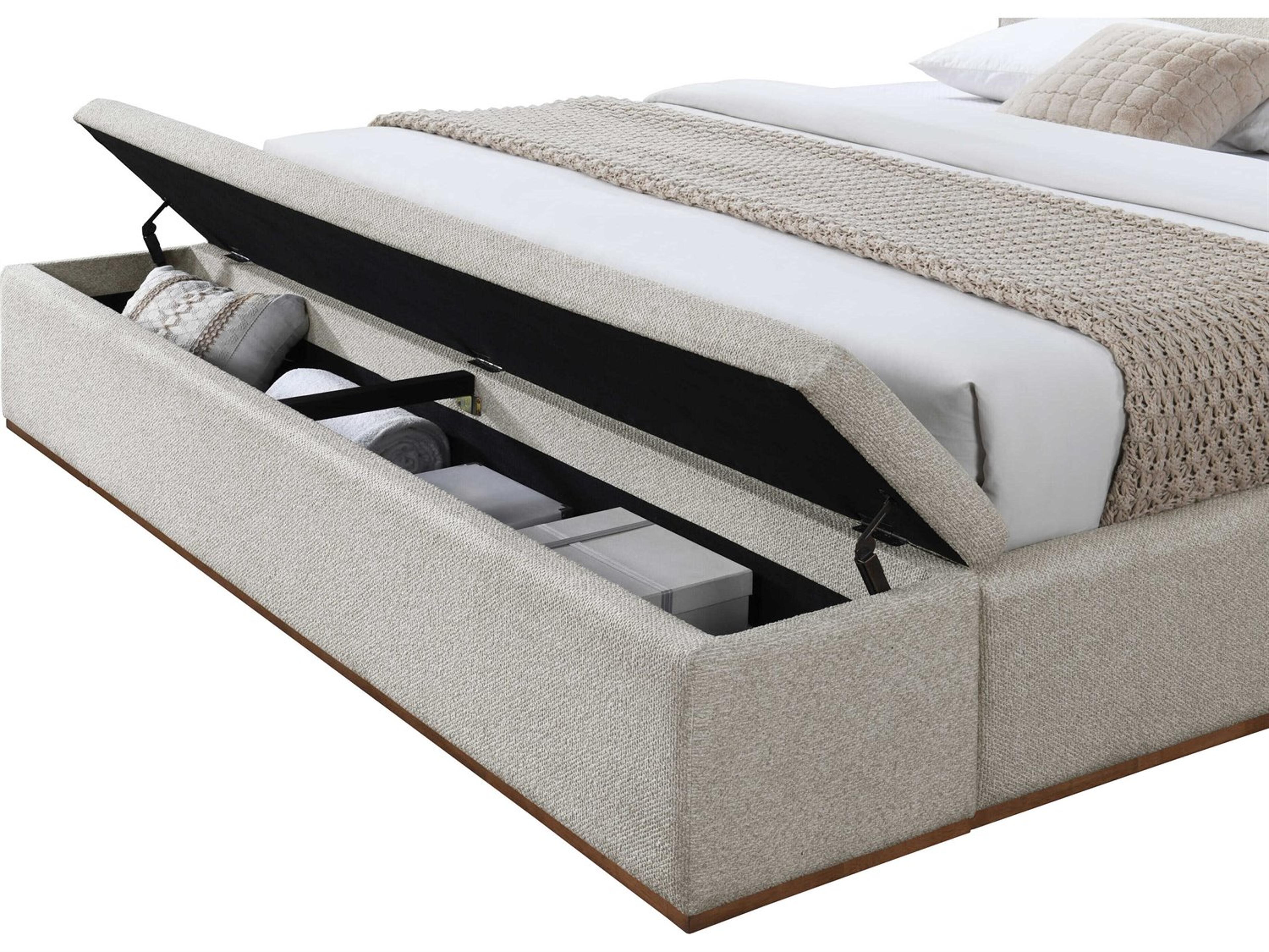 Acme Furniture Boxter Gray Linen Rubberwood Upholstered Queen Platform Bed