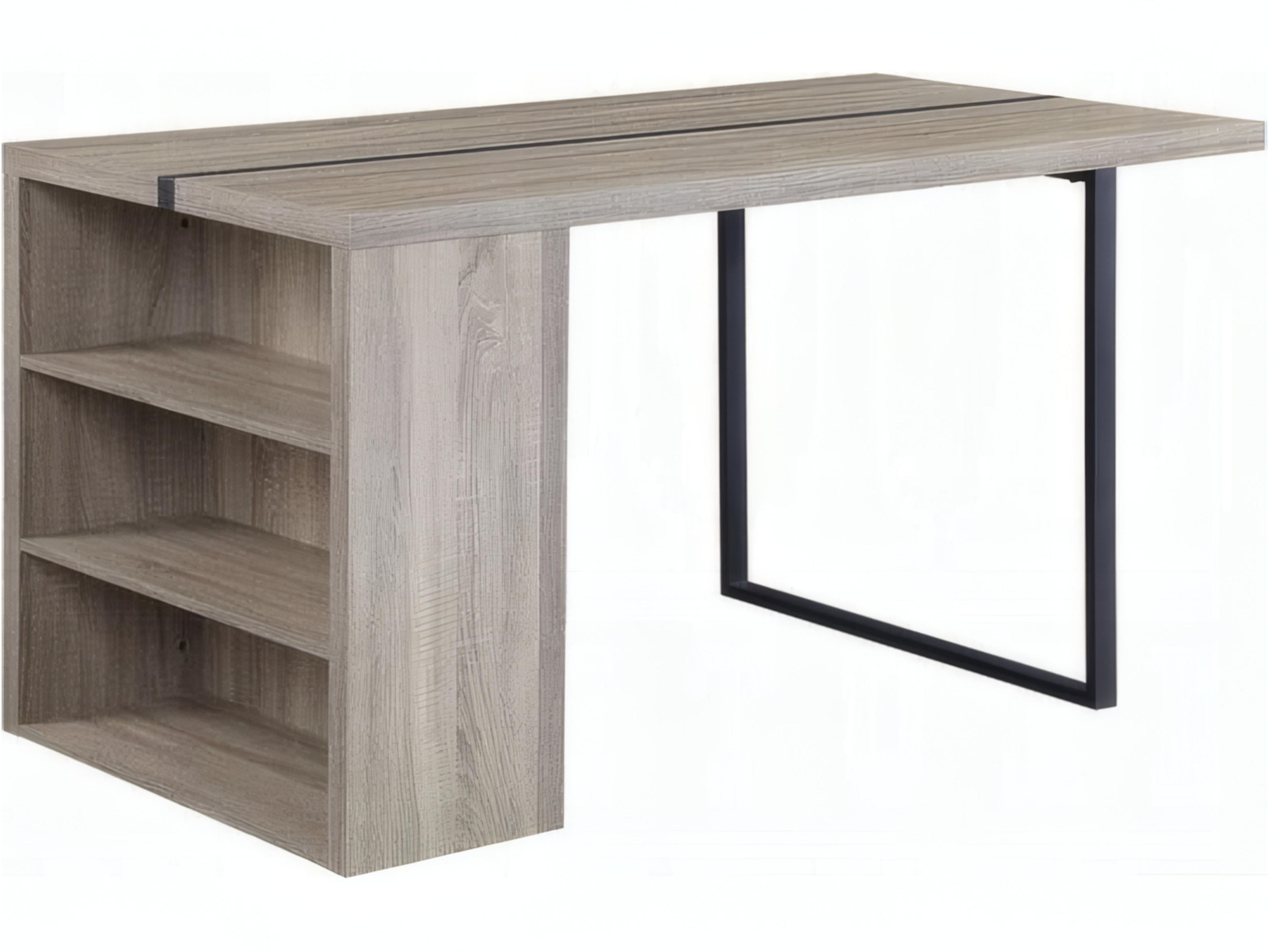 Rectangular Wood Gray Oak Black Dining Table