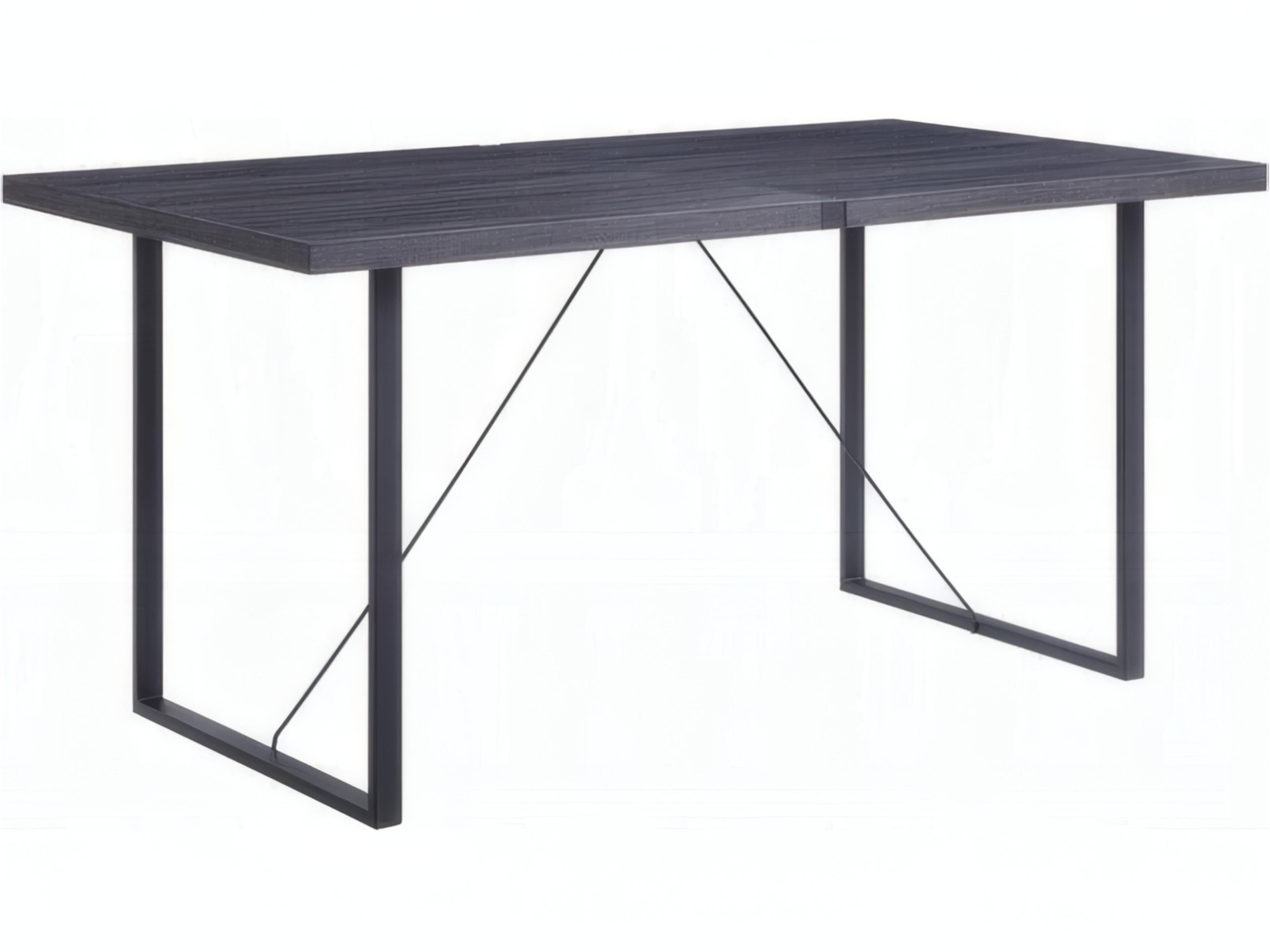 Acme Furniture Rectangular Wood Gray Oak Black Dining Table