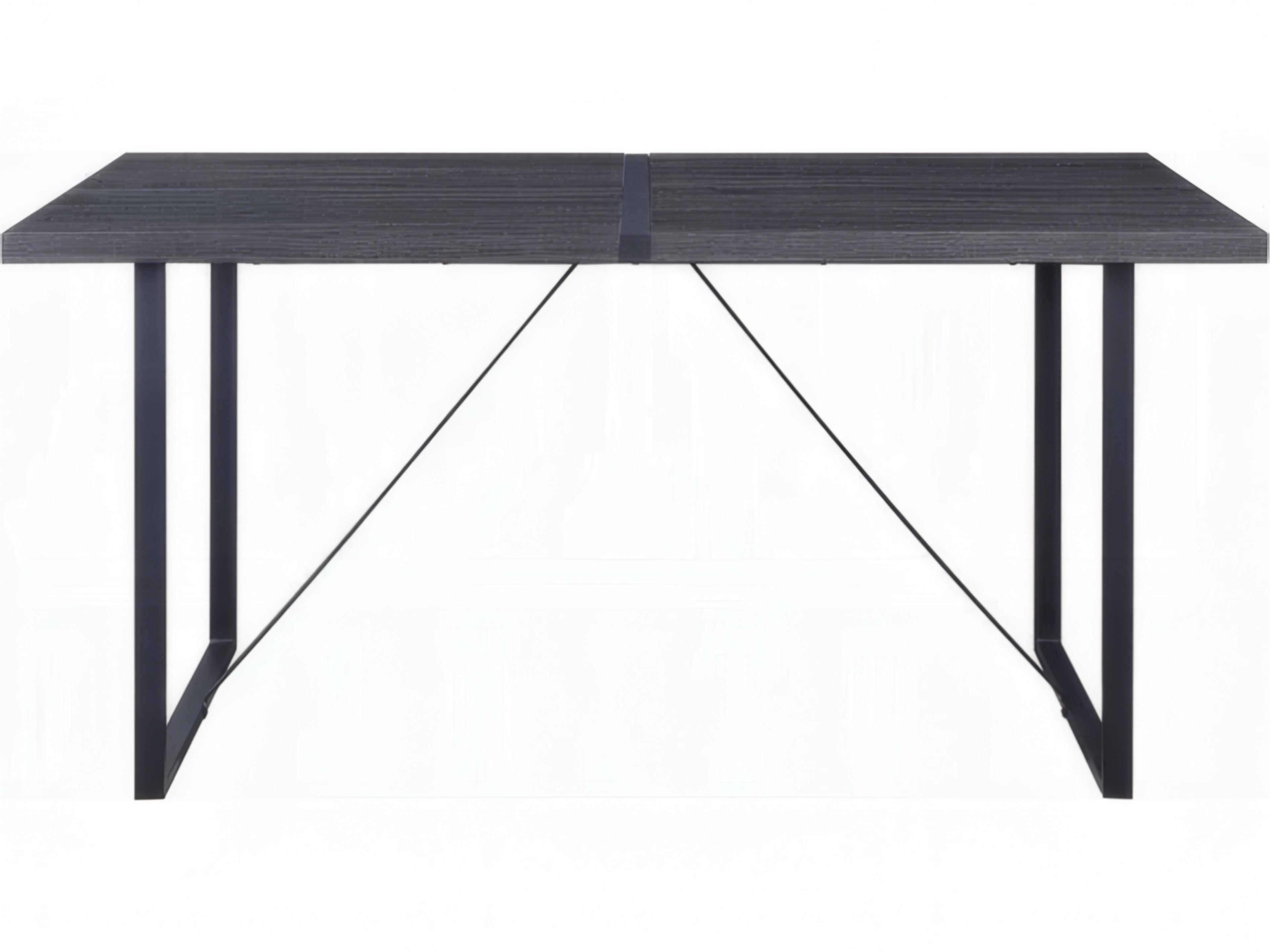 Acme Furniture Rectangular Wood Gray Oak Black Dining Table
