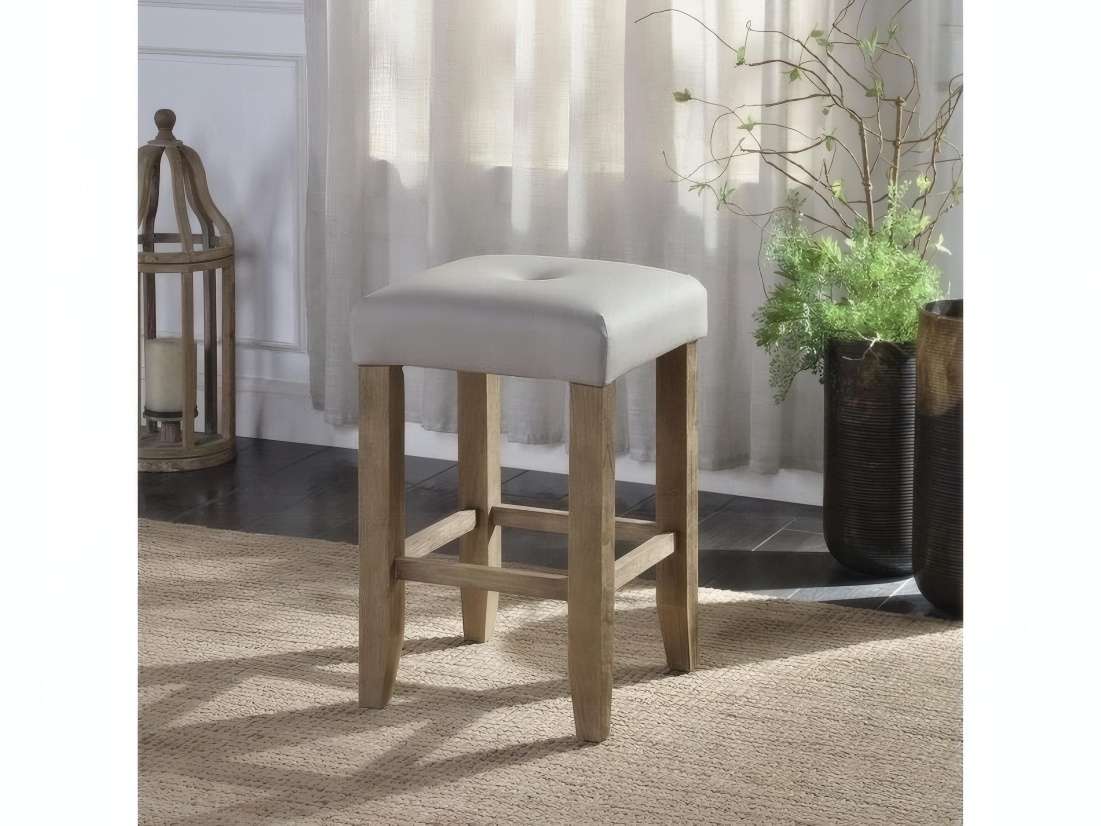 Acme Furniture Charnell Gary Synthetic Leather Oak Faux Plywood Counter Stool