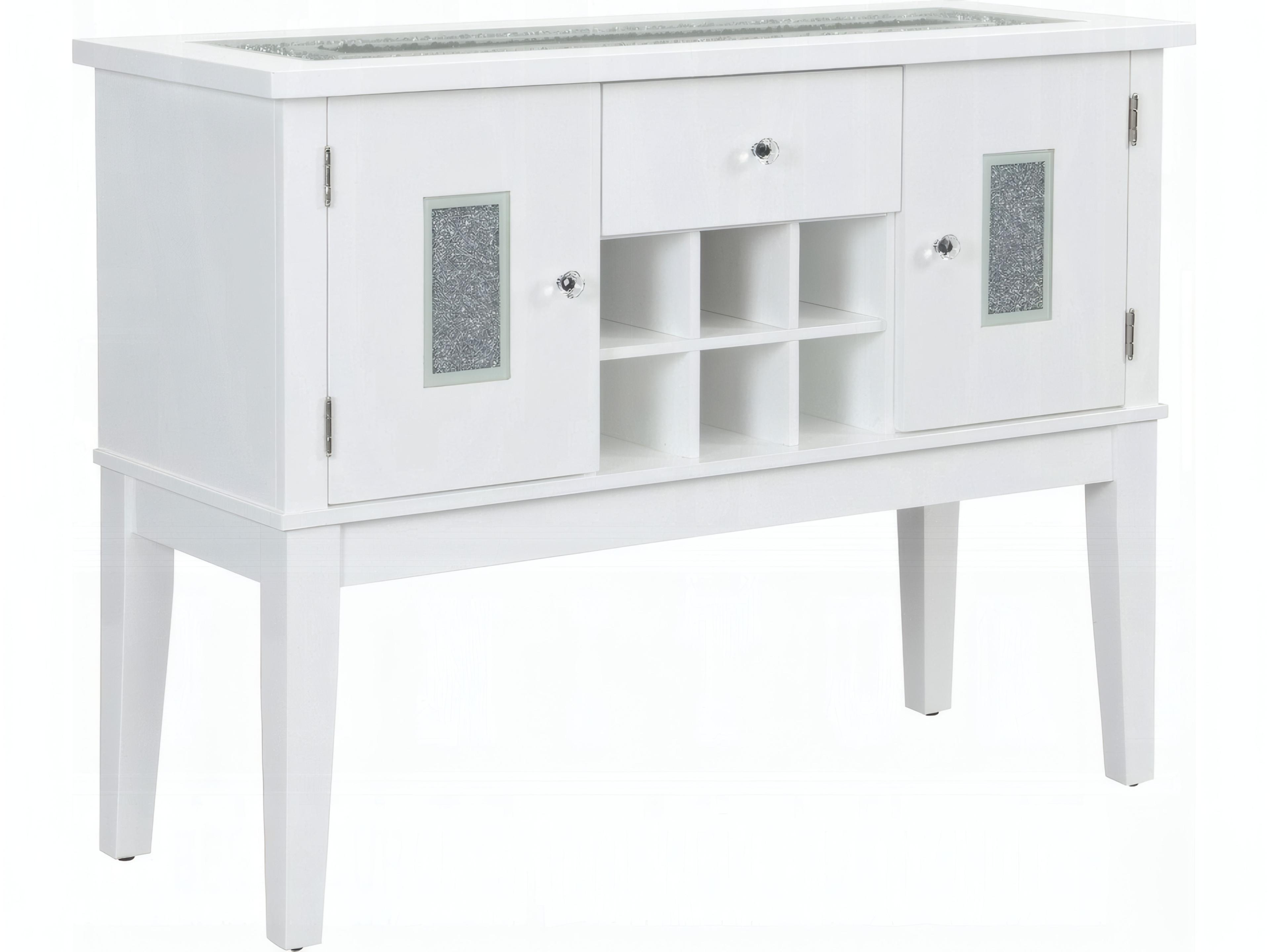 Elizaveta 48" Faux Crystal Diamonds White High Gloss Sideboard