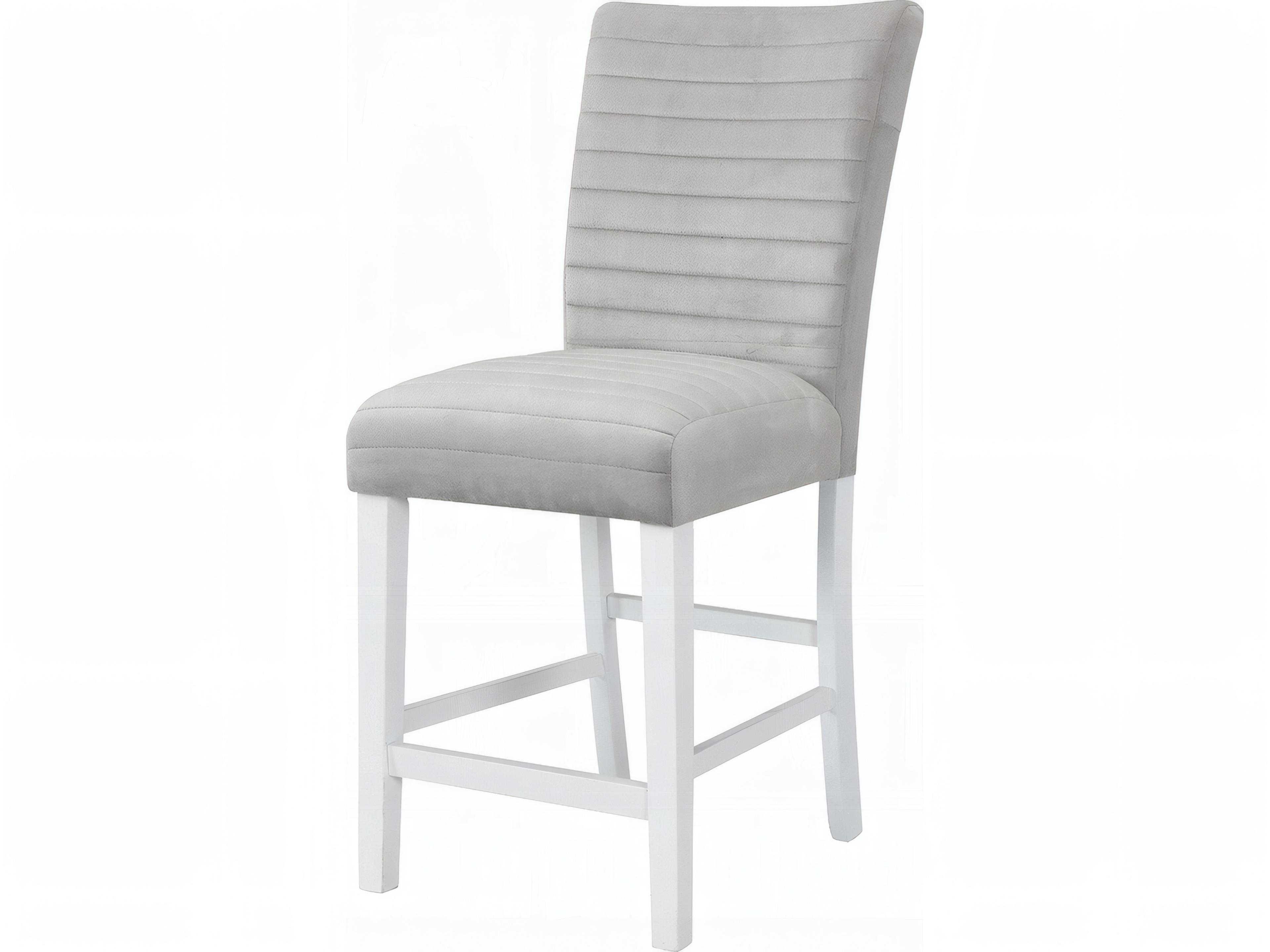 Elizaveta Gray Velvet White High Gloss Upholstered Hardwood Counter Stool