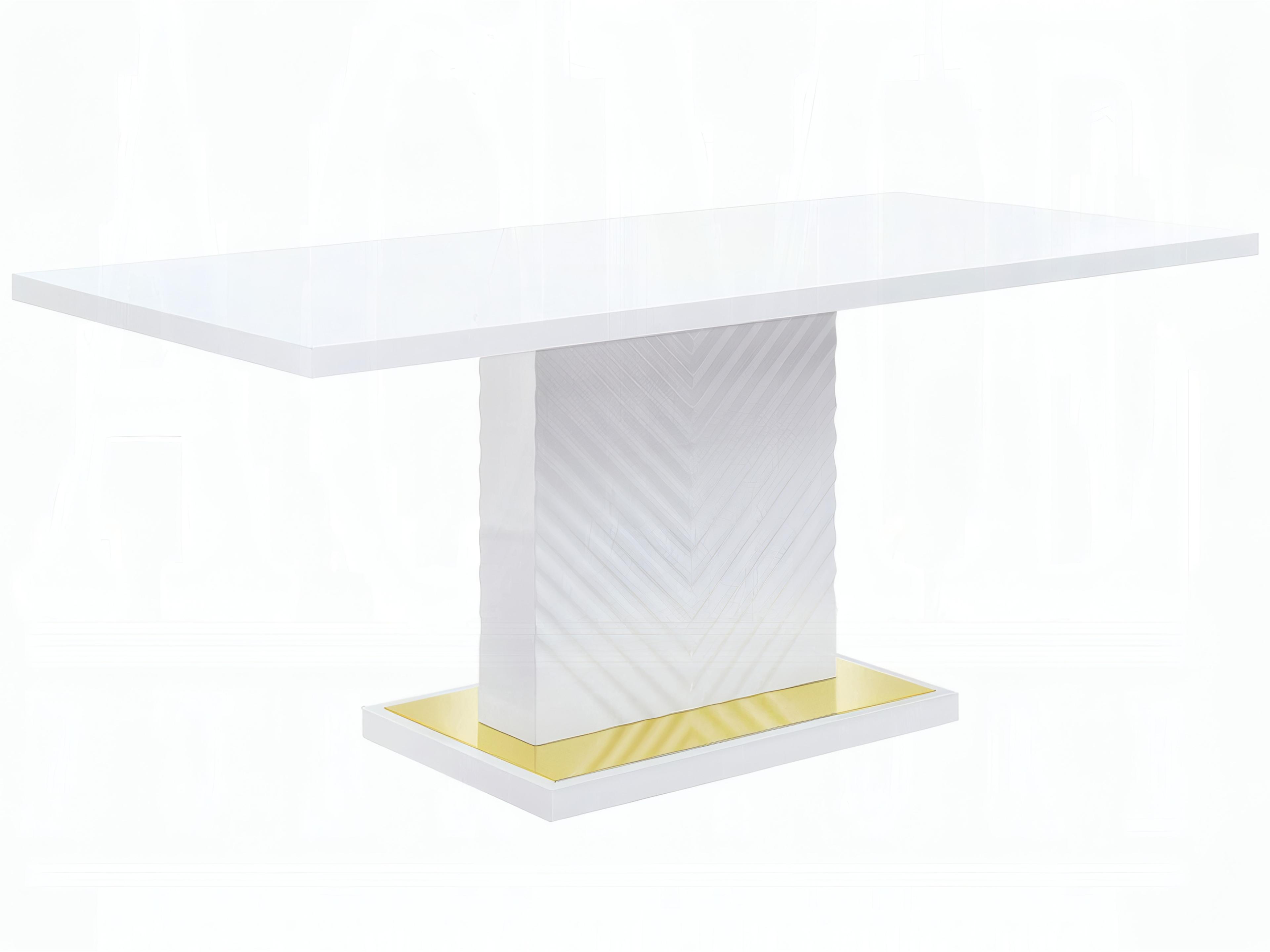 Gaines Rectangular Wood White High Gloss Dining Table