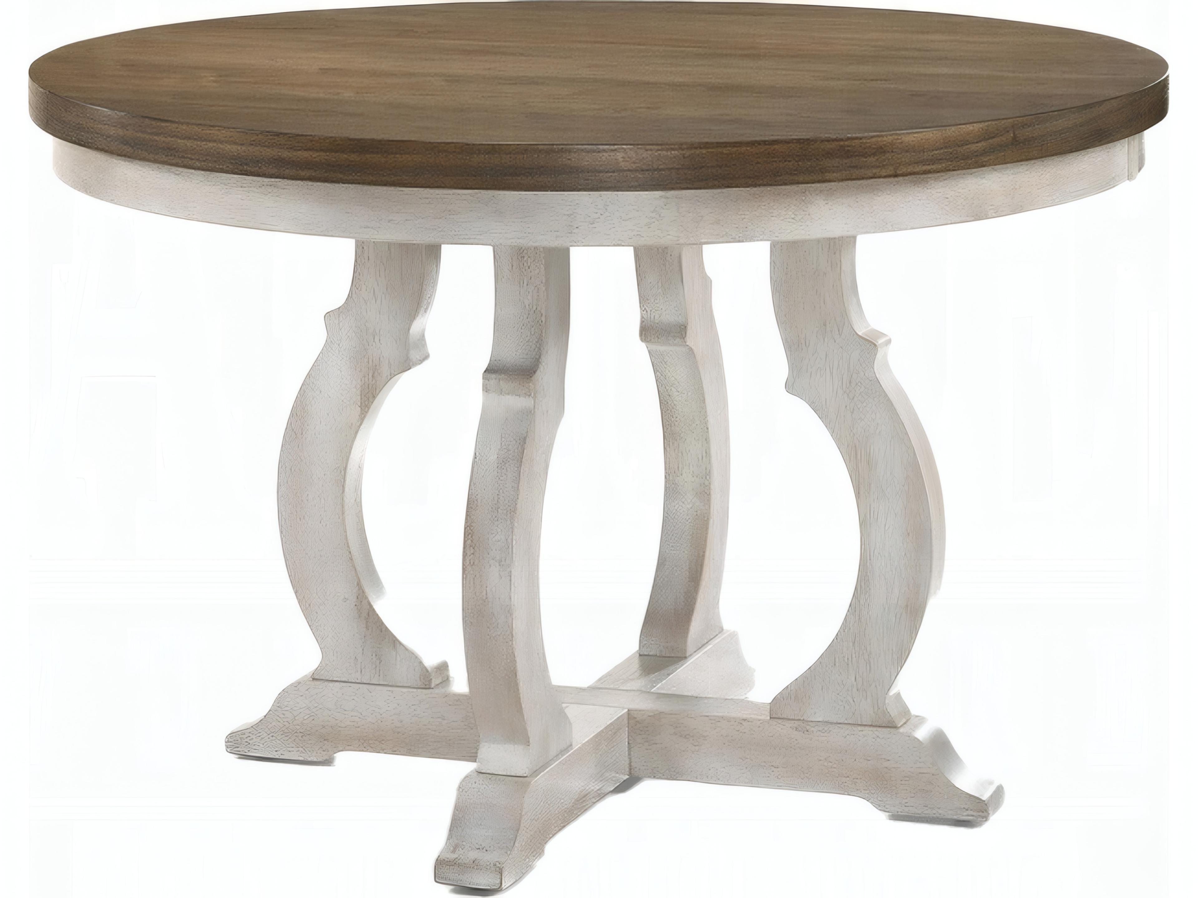 Acme Furniture Cillin Round Wood Walnut Antique White Dining Table