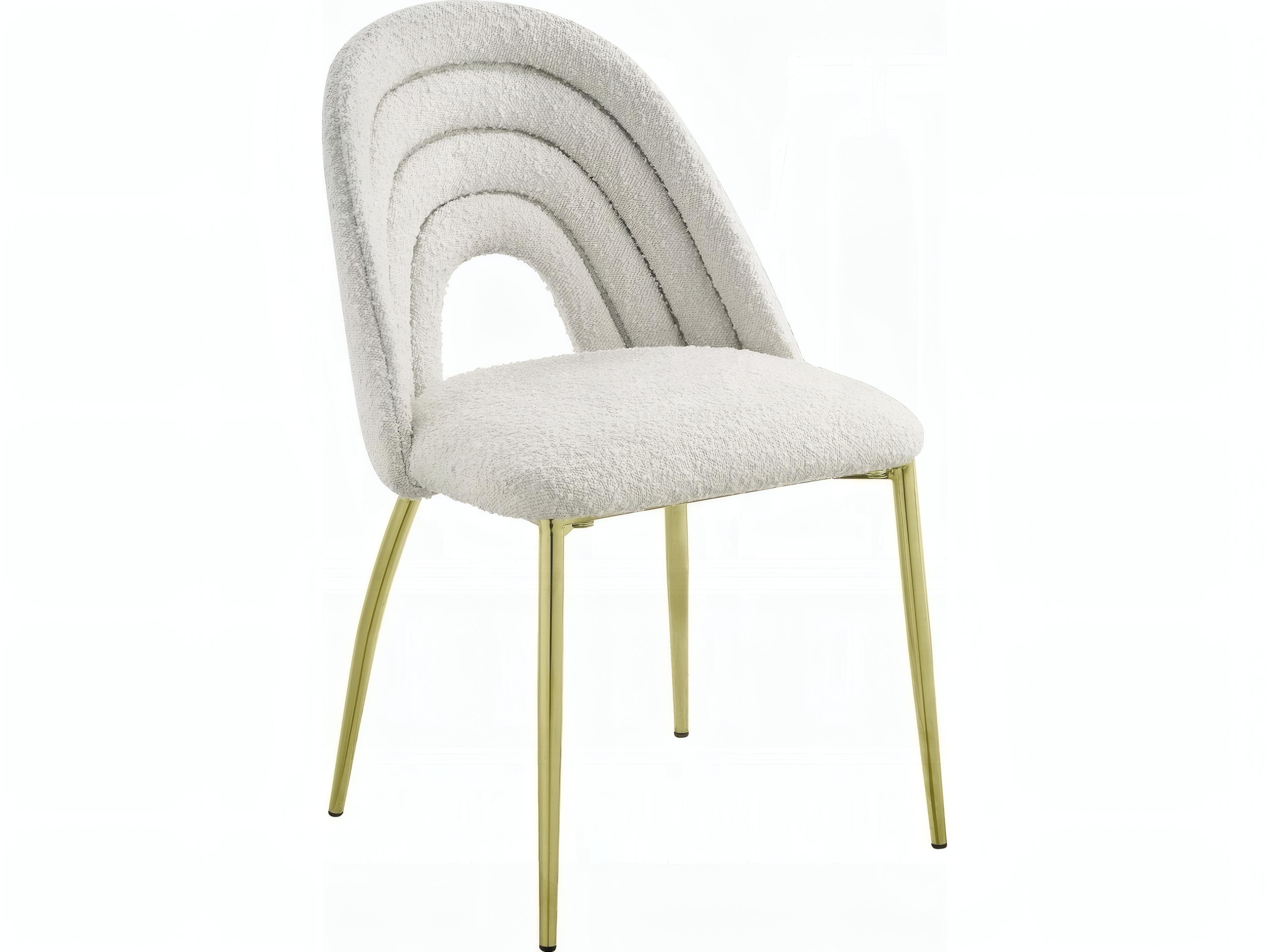 Beige Upholstered Armless Dining Chair Set of 2