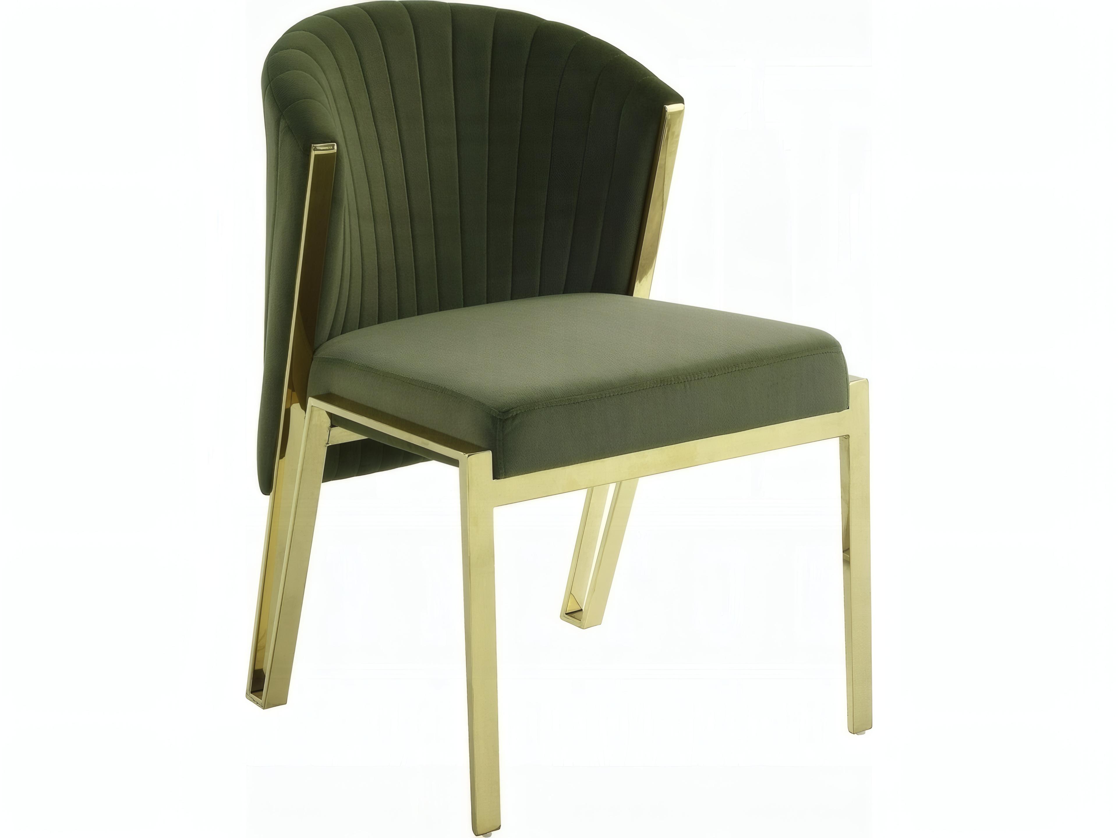 Fallon Green Velvet Upholstered Armless Dining Chair Set of 2