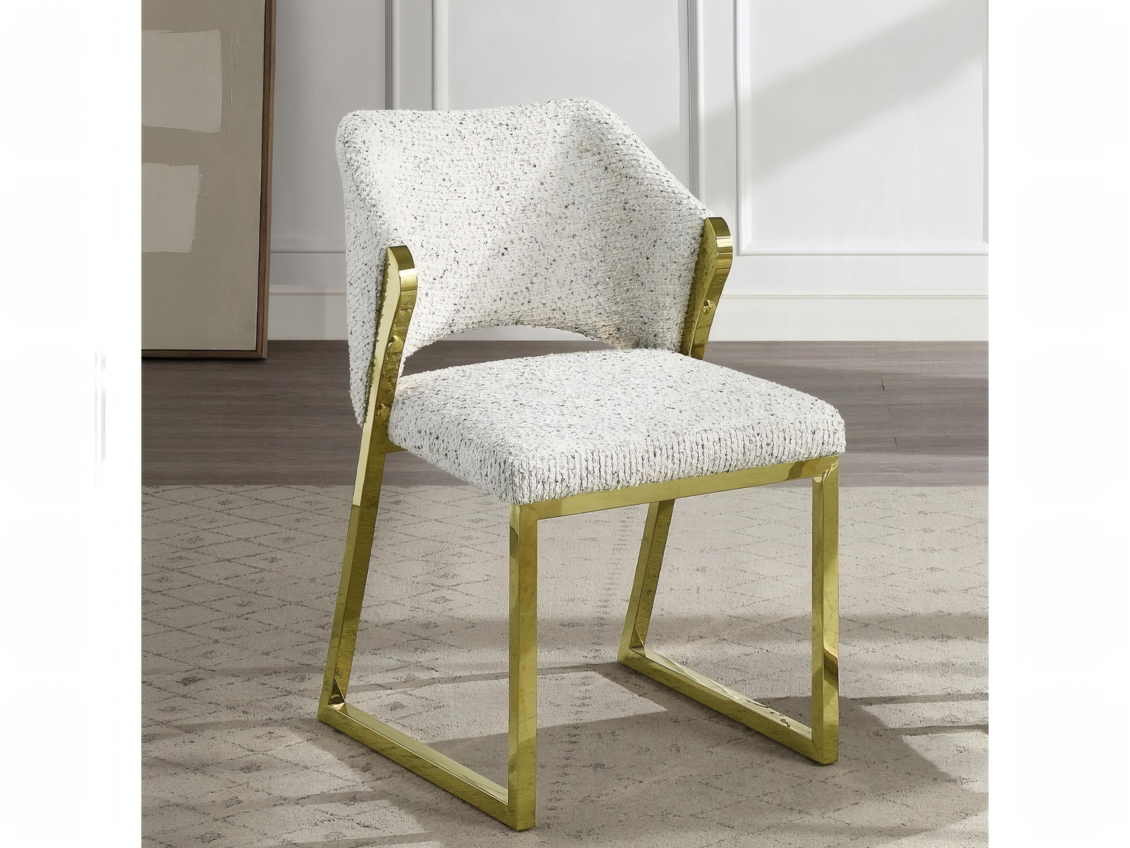 Acme Furniture Beige Upholstered Armless Dining Chair Set of 2