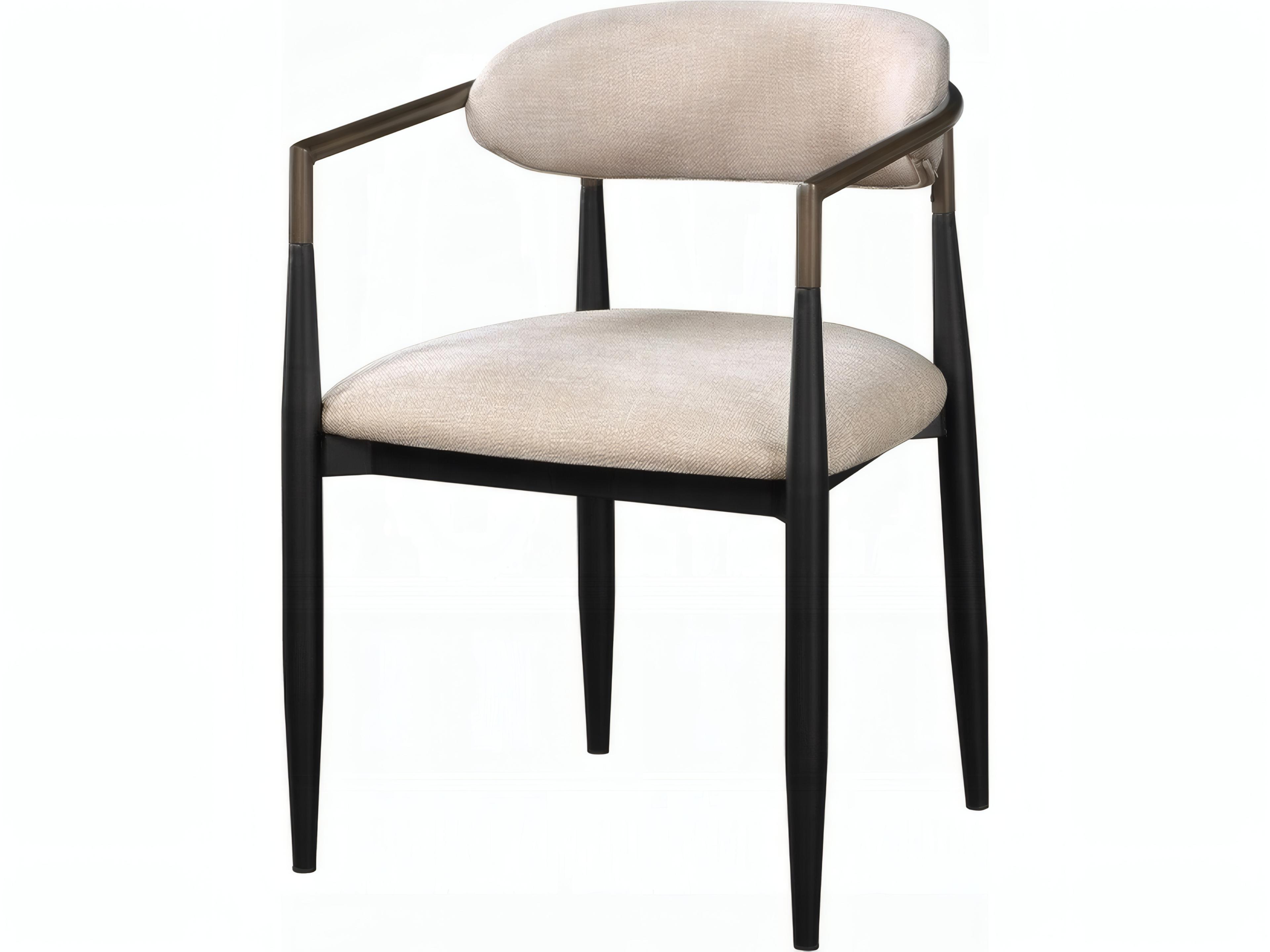 Jaramillo Solid Wood Beige Upholstered Arm Dining Chair Set of 2