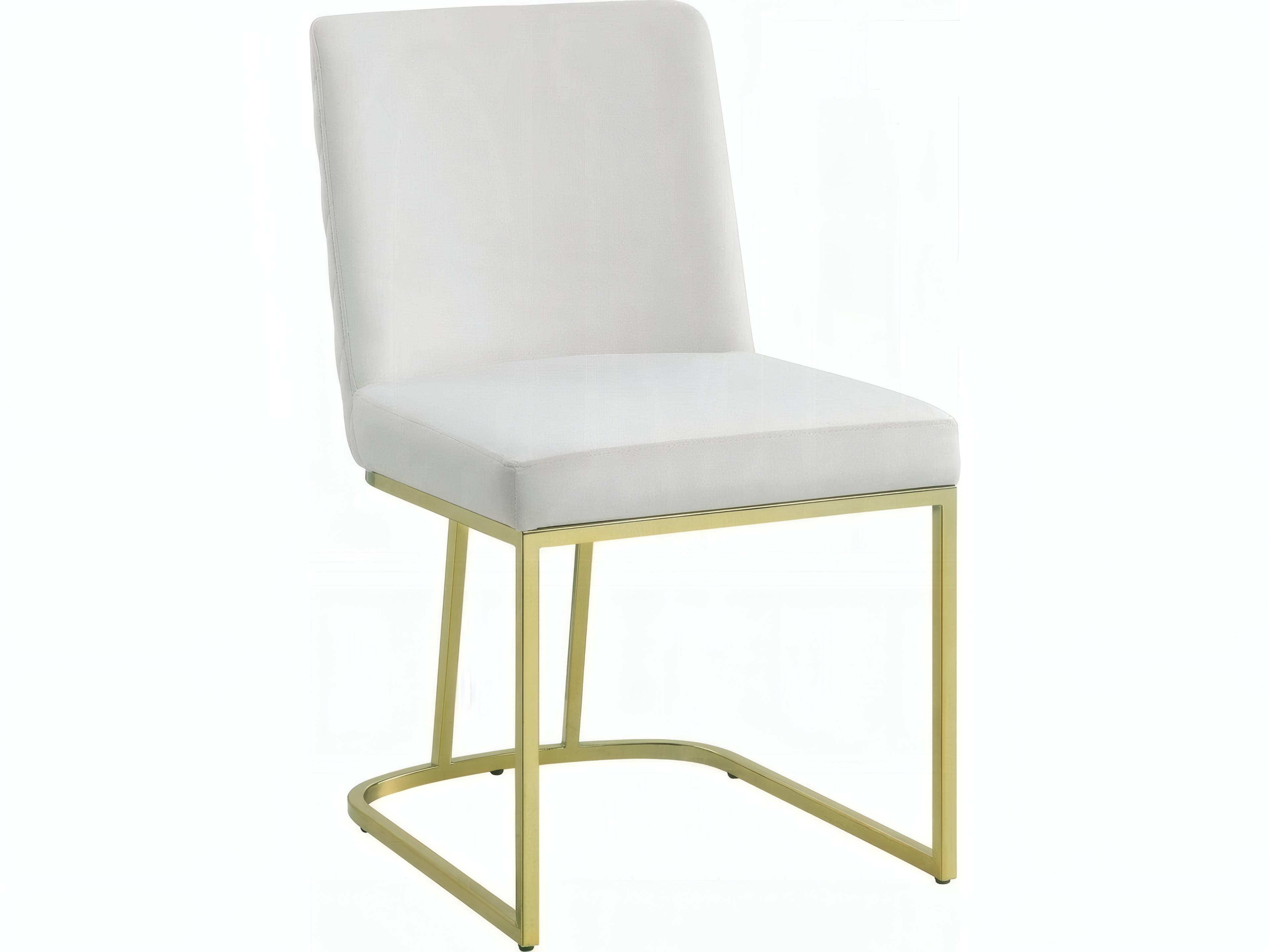 Plywood White Velvet Upholstered Armless Dining Chair Set of 2