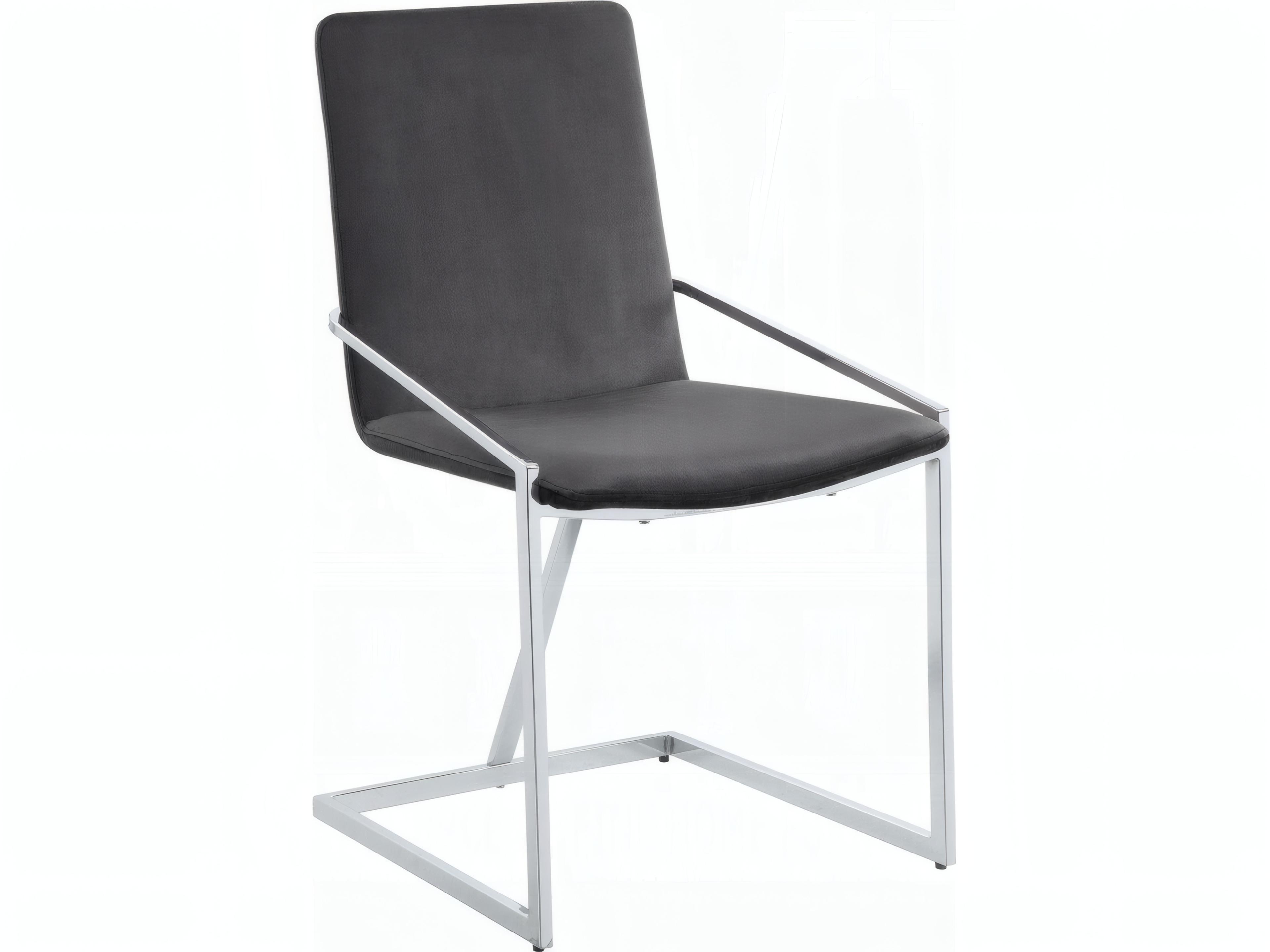 Plywood Gray Velvet Upholstered Armless Dining Chair Set of 2