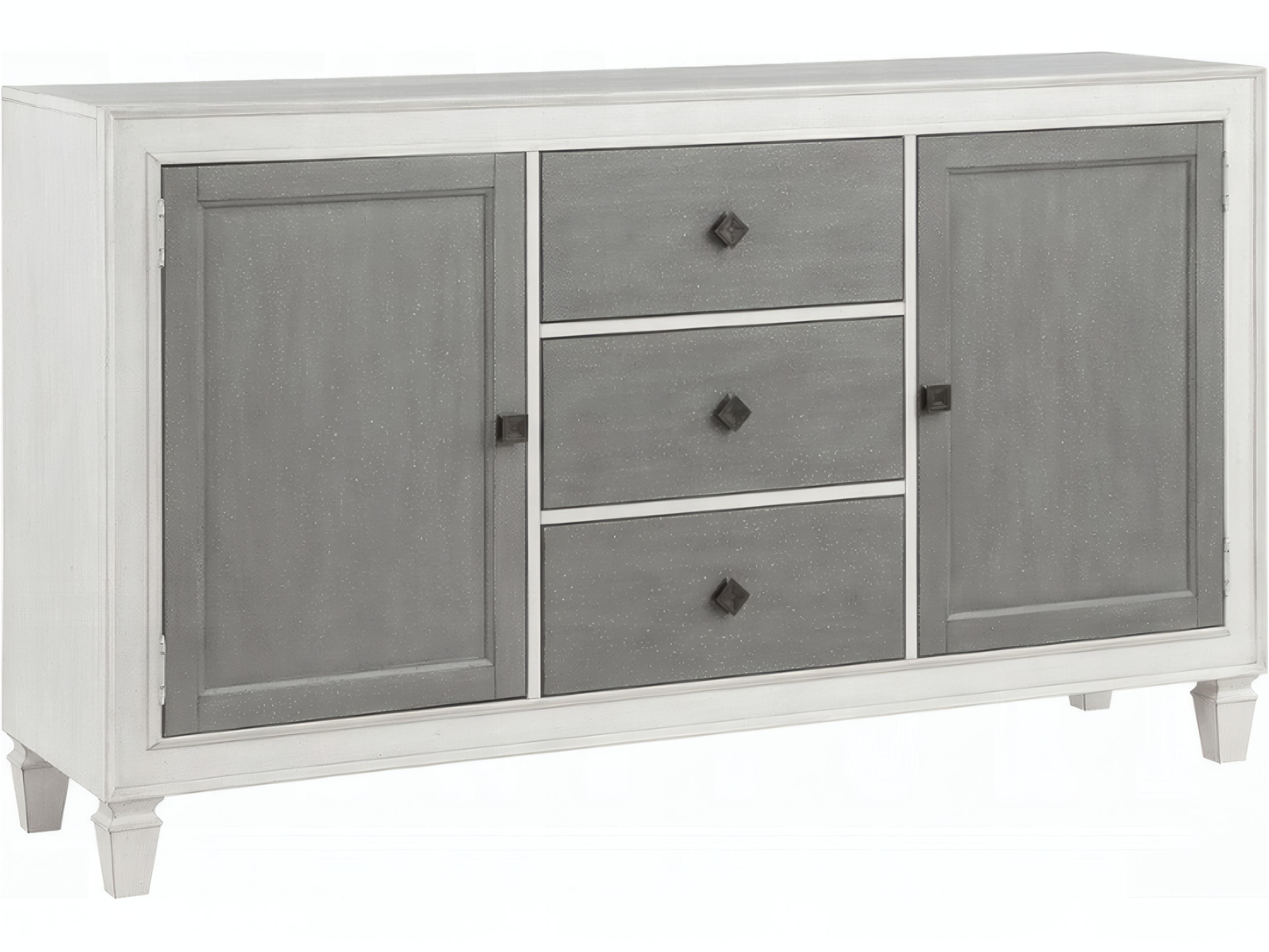 Katia 70" Poplar Wood Gray Weathered White Sideboard