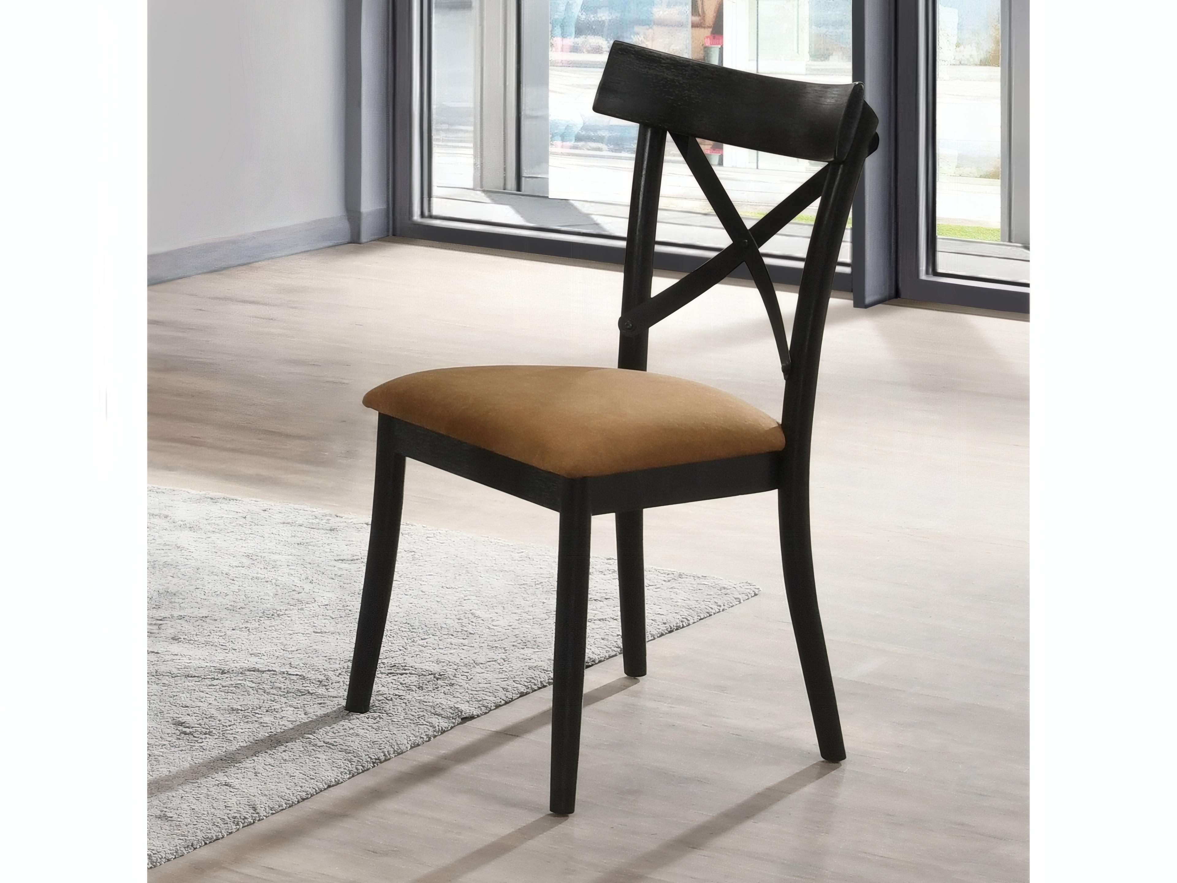 Acme Furniture Rubberwood Black Upholstered Armless Dining Chair Set of 2